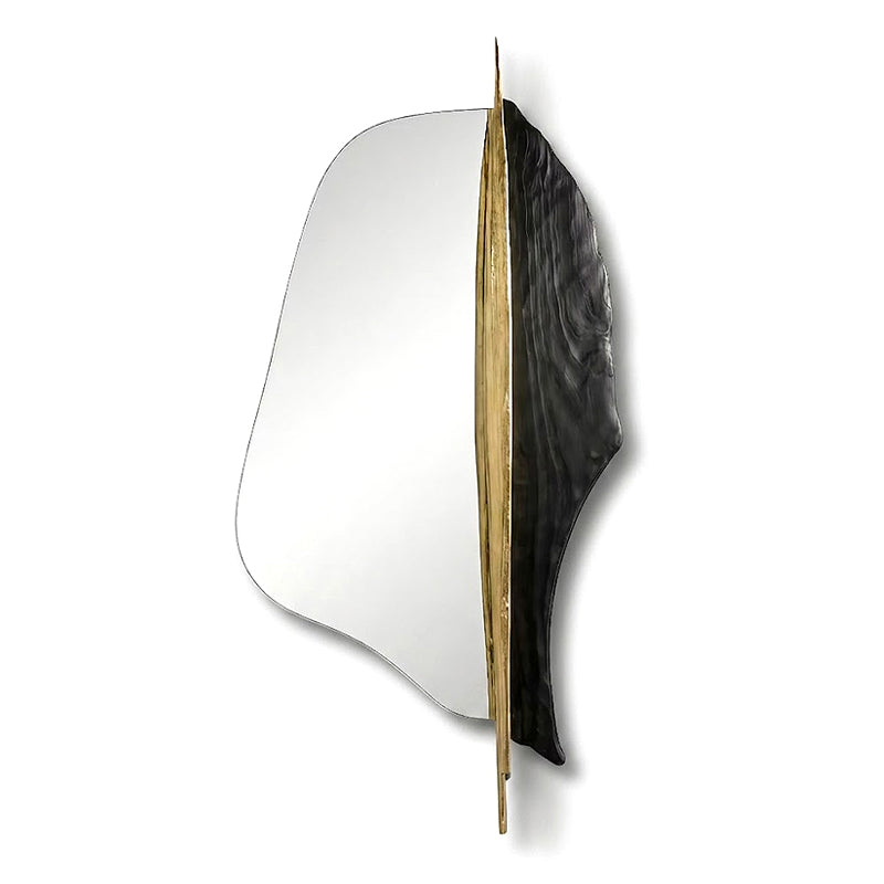 Palm Italian Upscale Solid Wood Brass Irregular Decorative Mirror