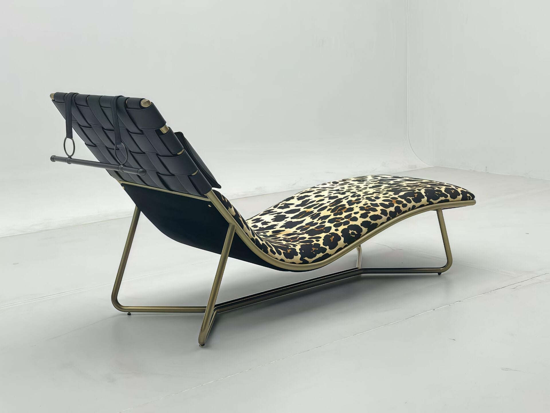 Papeete Luxury Artistic Stainless Steel Leopard Print Leather Reclining Chair