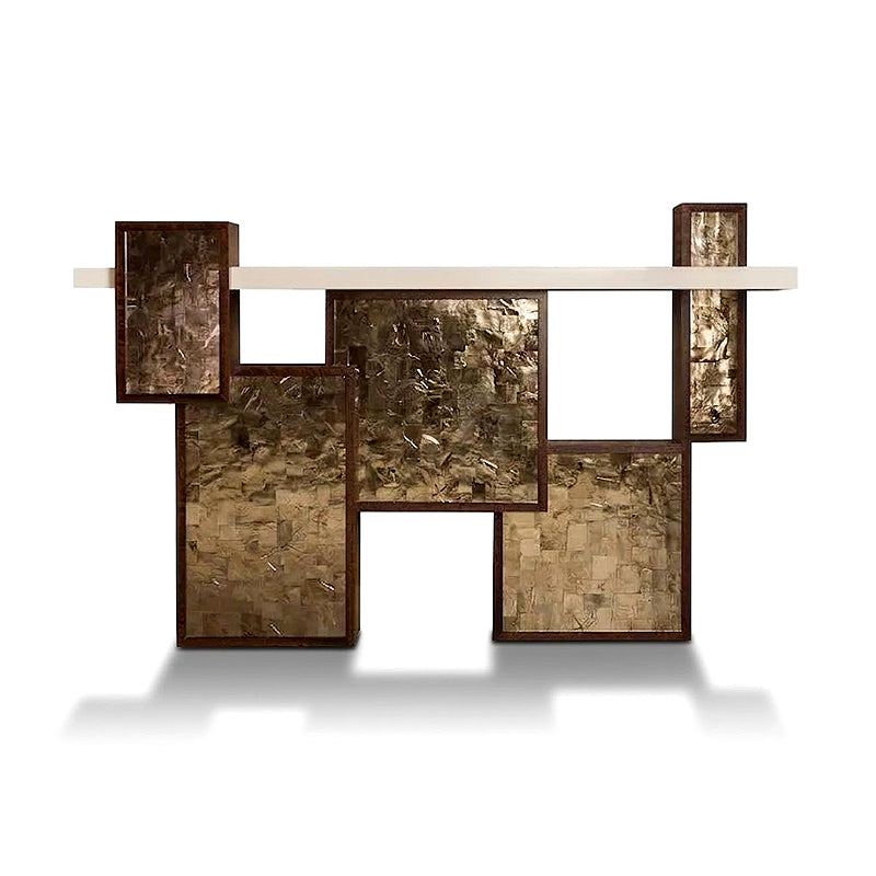 Parchment&Mica Luxury Unique Art Minimalist Solid Wood Console