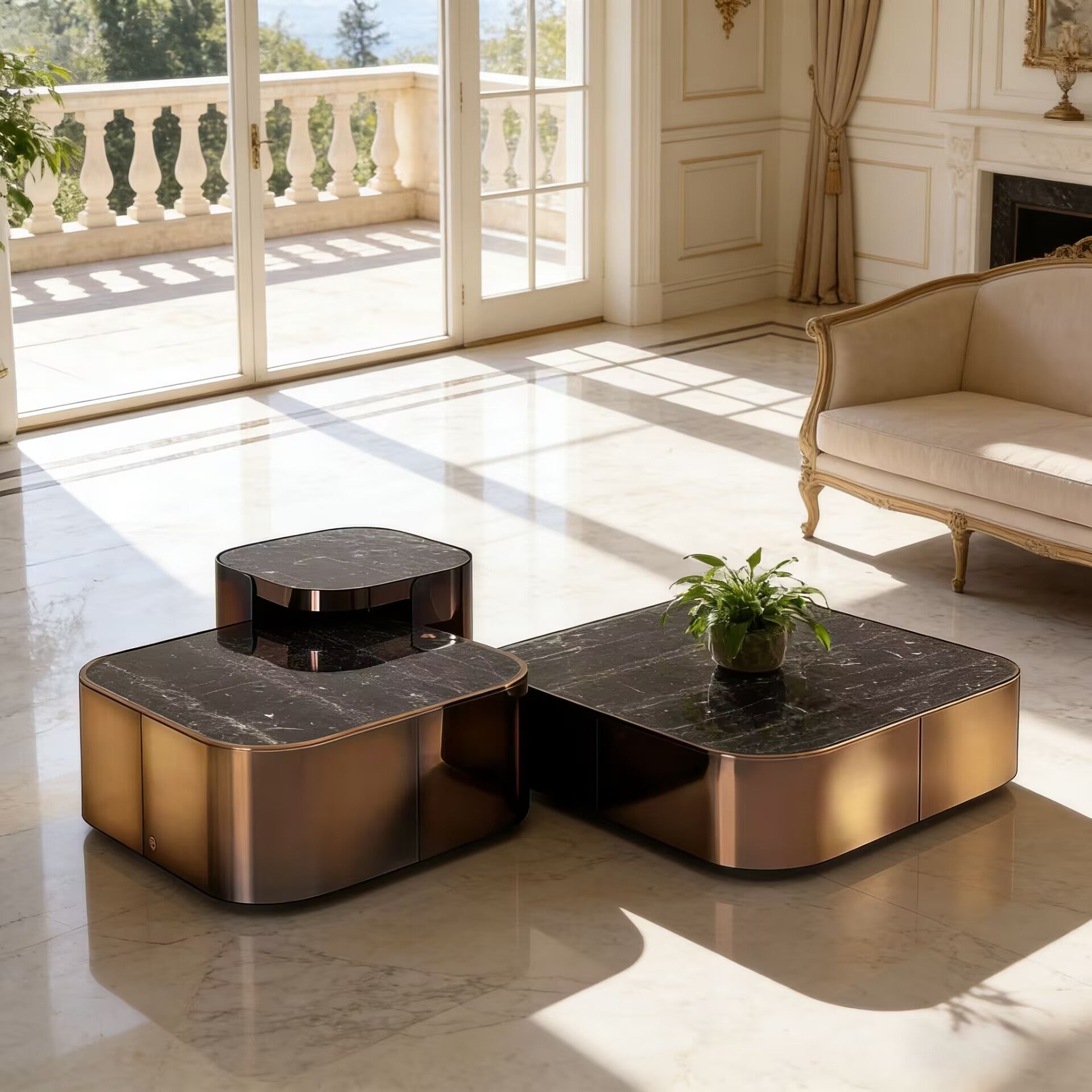 Parsons Living Room Modern Minimalism Marble Modular Coffee Table
