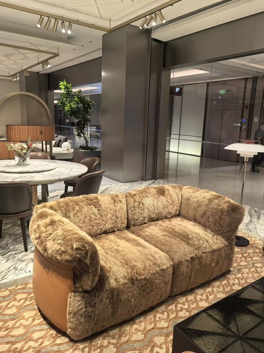 Peekasit Upscale Velvet Unique Artistic Multi-Person Straight Sofa