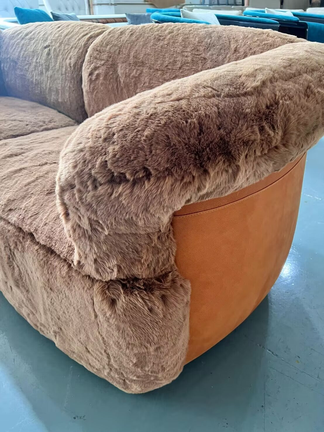 Peekasit Upscale Velvet Unique Artistic Multi-Person Straight Sofa