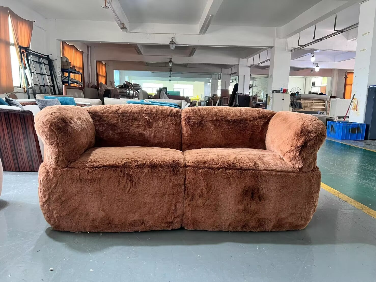Peekasit Upscale Velvet Unique Artistic Multi-Person Straight Sofa