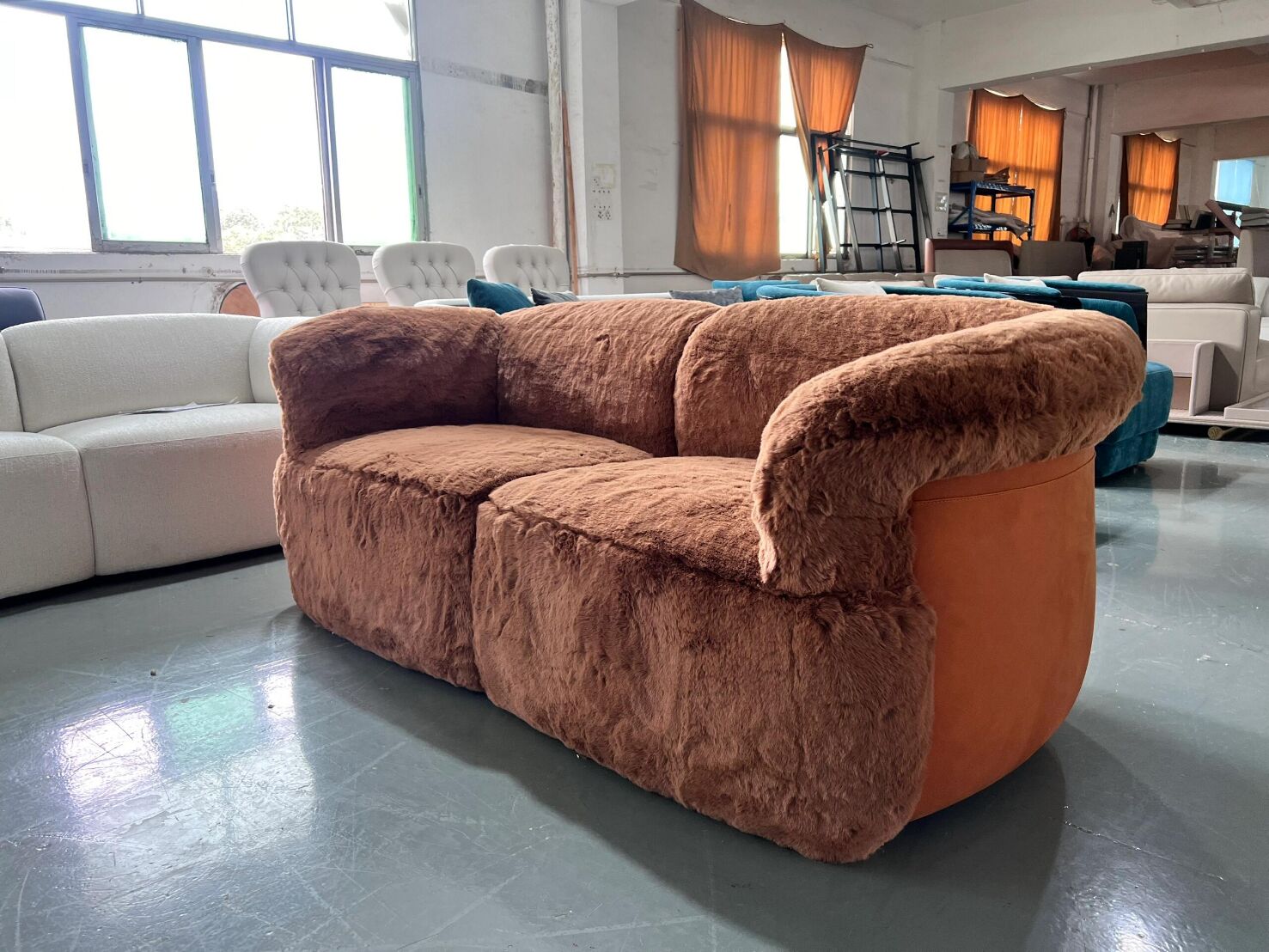 Peekasit Upscale Velvet Unique Artistic Multi-Person Straight Sofa