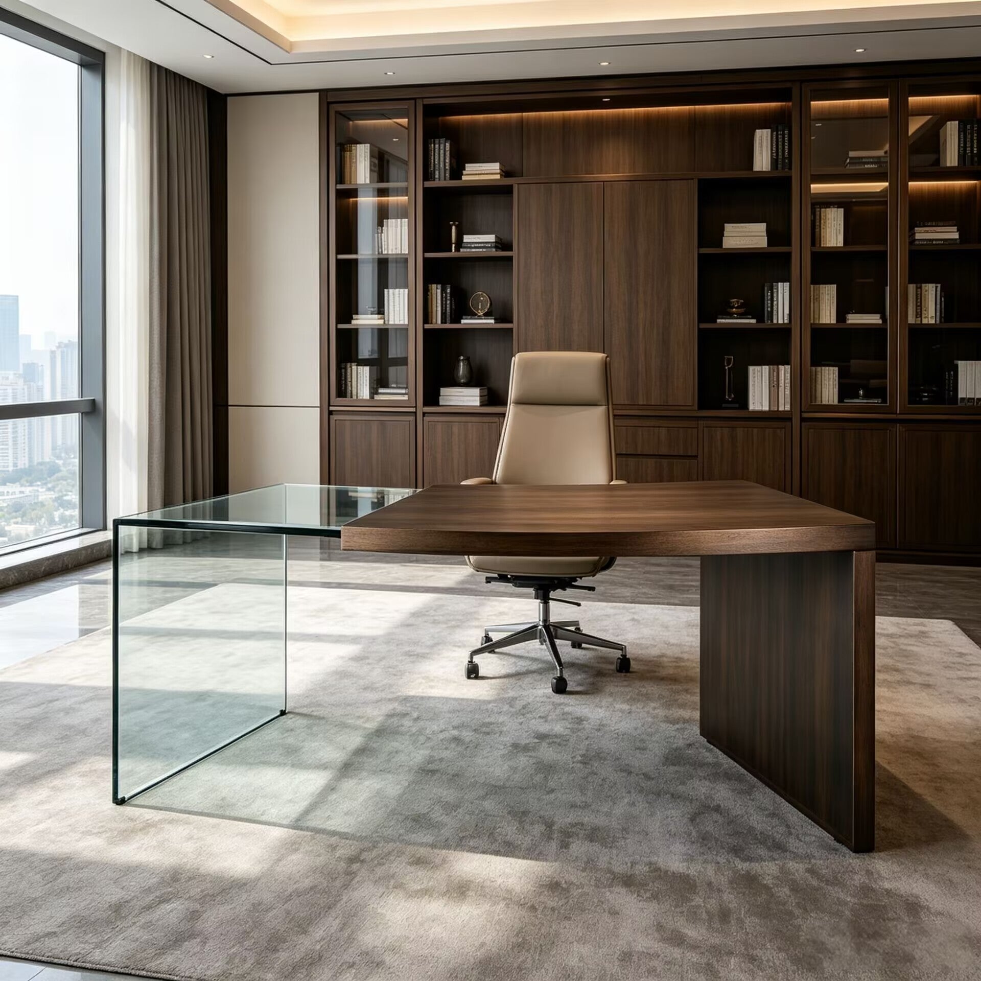 Pegaso Unique Creativity Solid Wood Simplicity Office Glass Desk