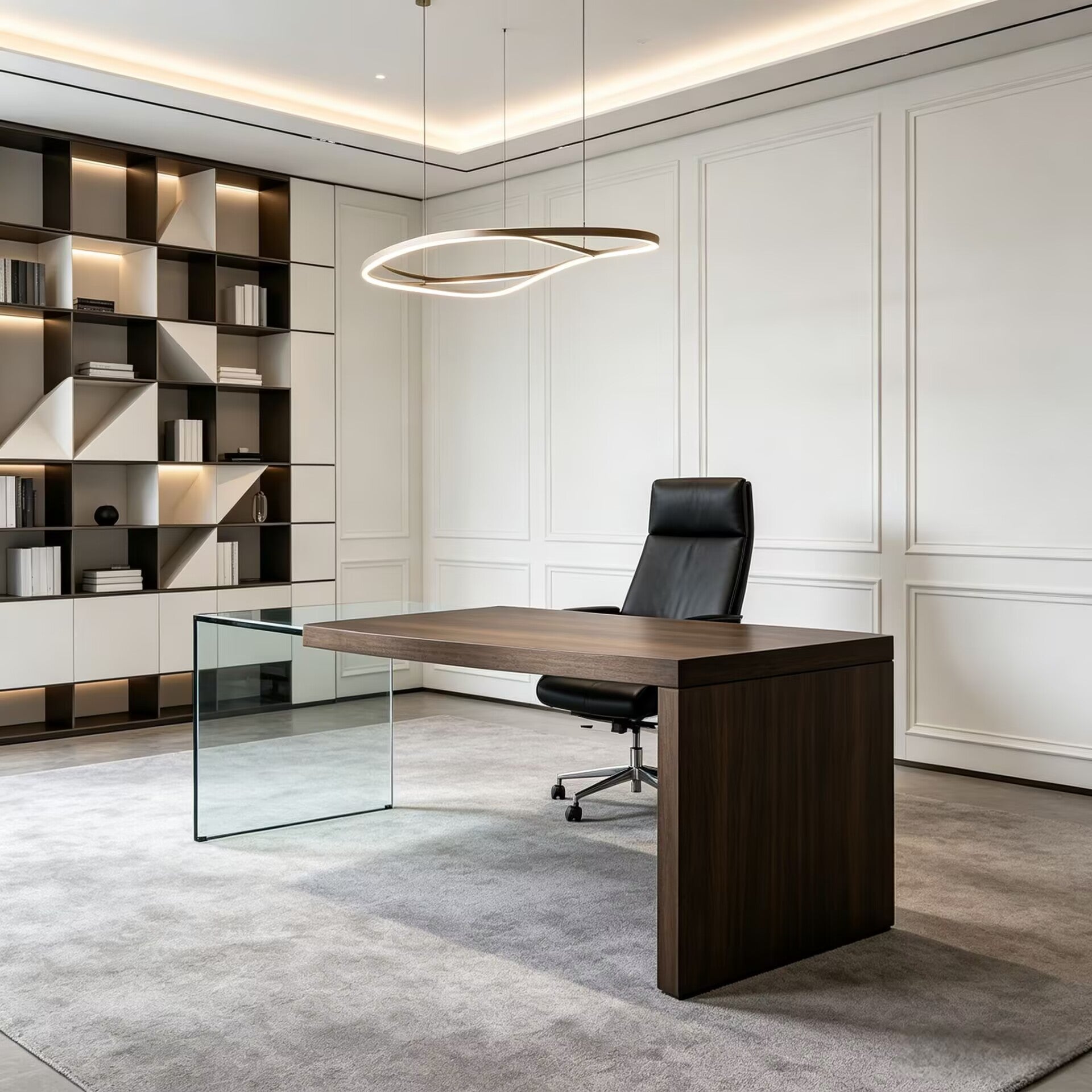 Pegaso Unique Creativity Solid Wood Simplicity Office Glass Desk