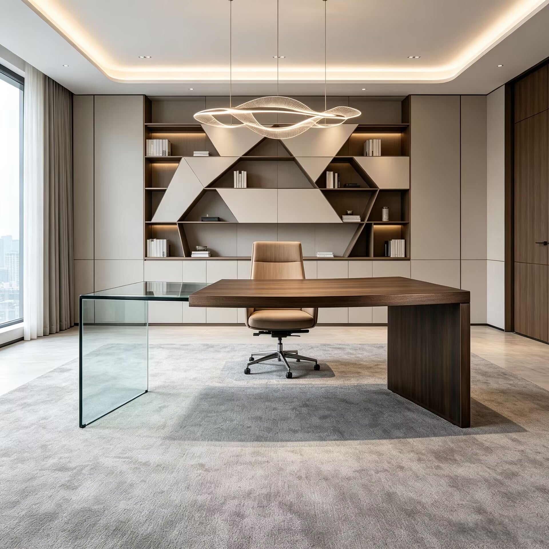 Pegaso Unique Creativity Solid Wood Simplicity Office Glass Desk