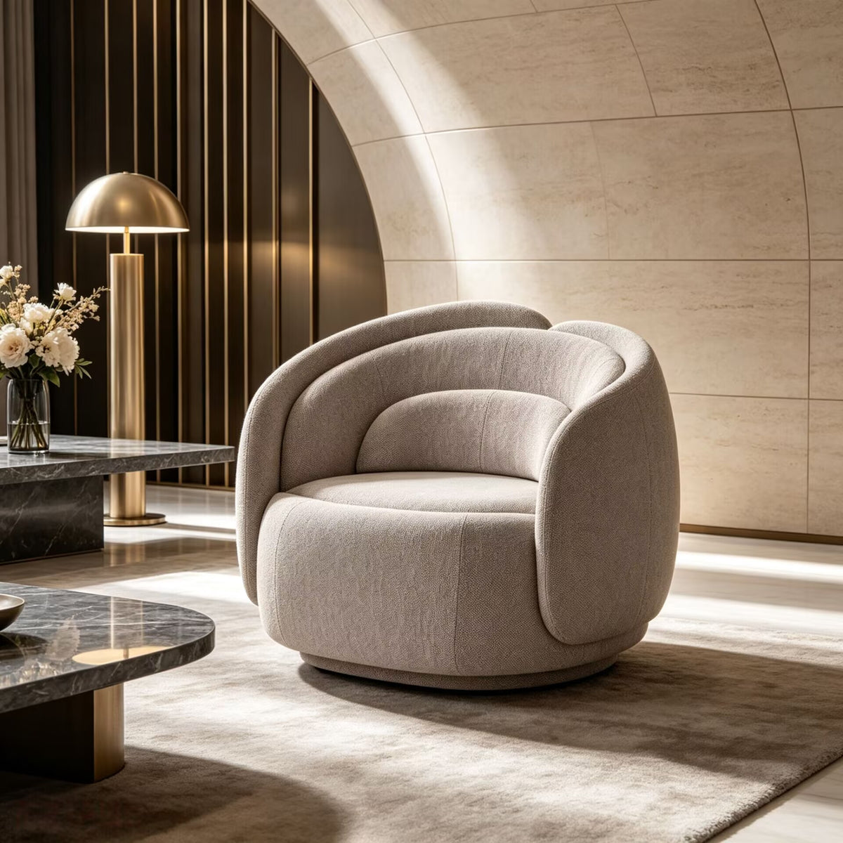 Peonia Villa Unique Creativity Irregular Petal Fabric Sofa Chair