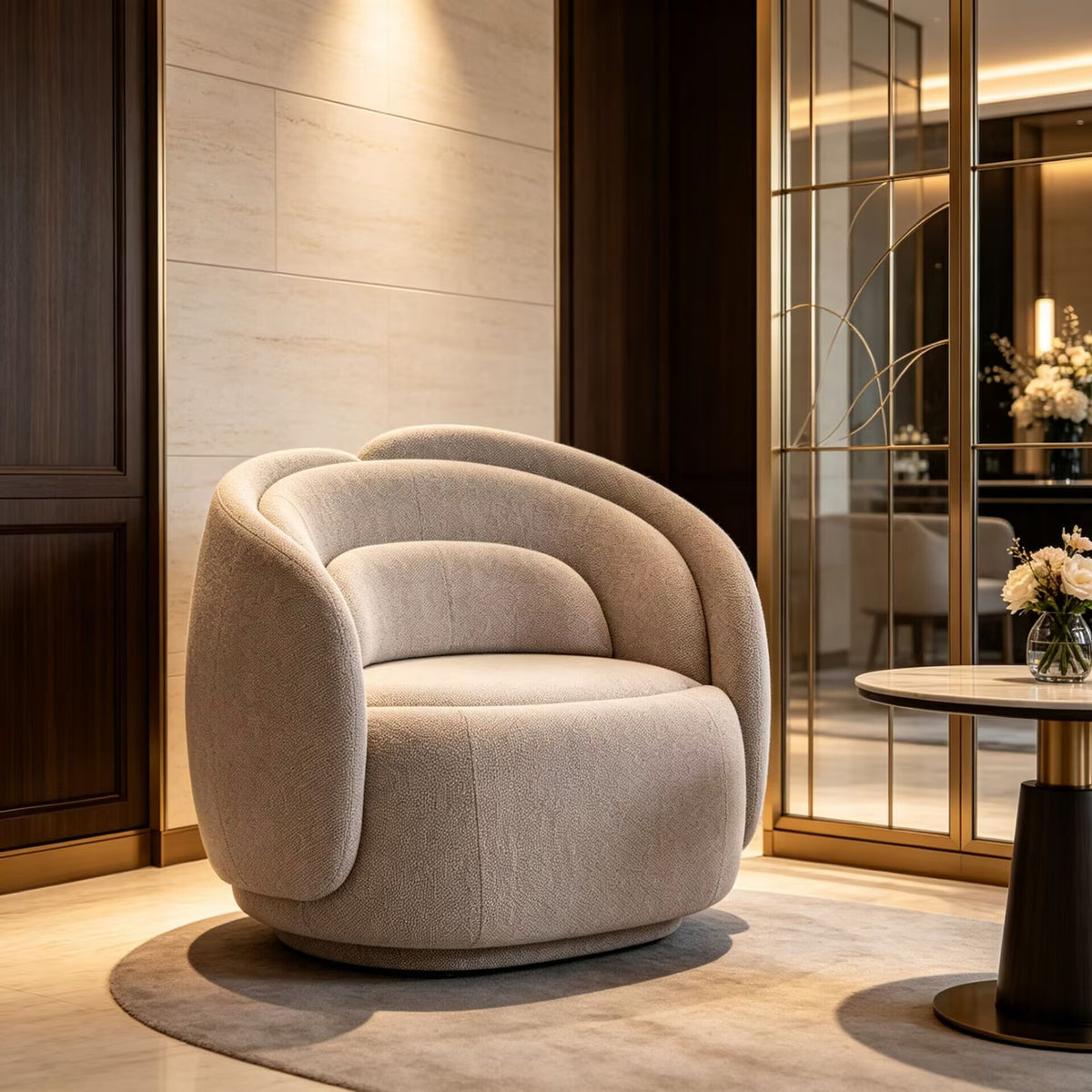 Peonia Villa Unique Creativity Irregular Petal Fabric Sofa Chair