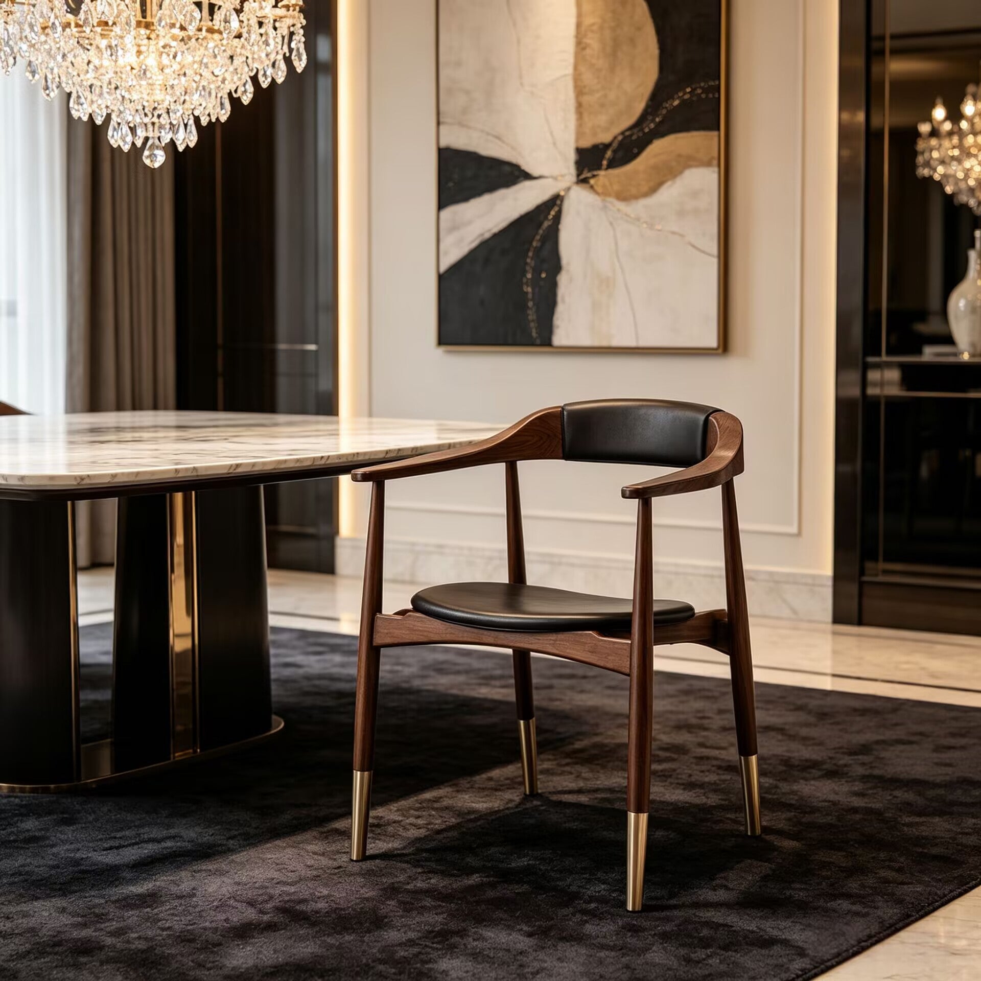 Perry High-End Simple Solid Wood Customize Single Dining Chair