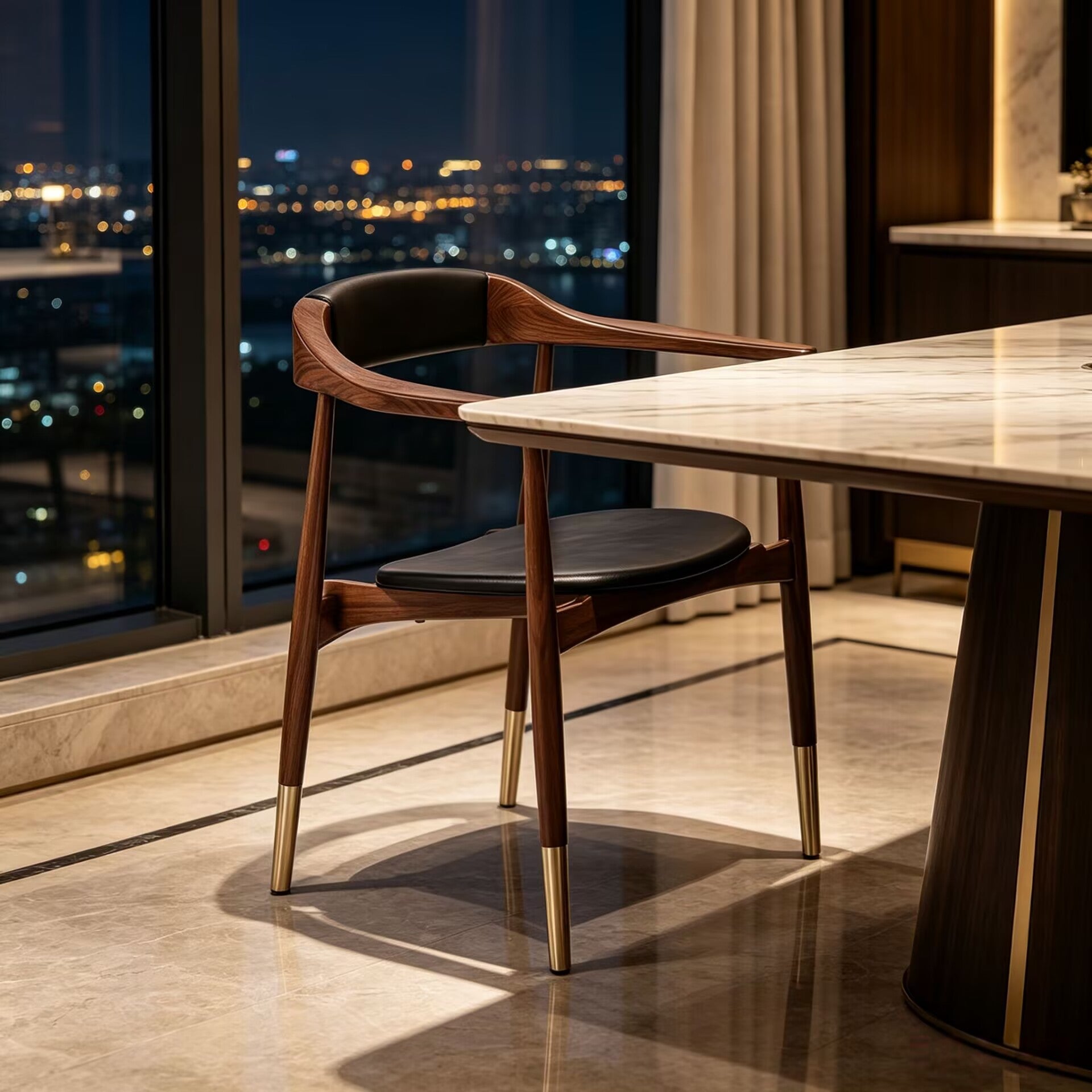 Perry High-End Simple Solid Wood Customize Single Dining Chair