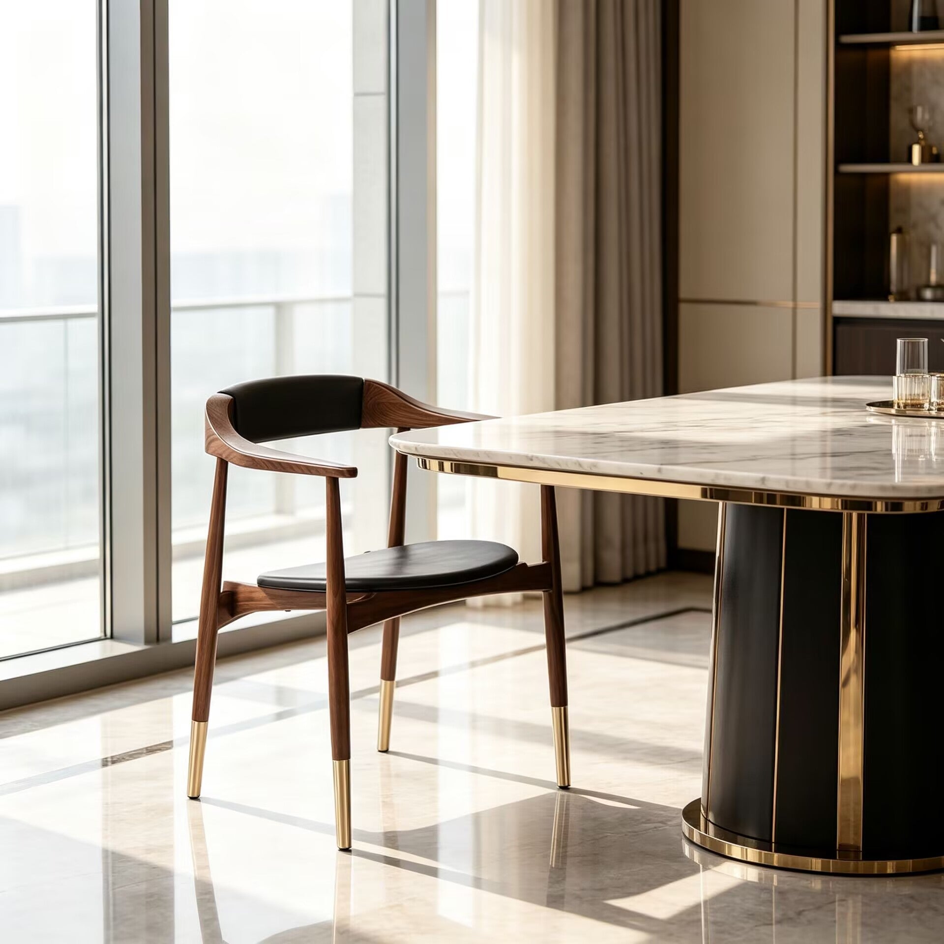 Perry High-End Simple Solid Wood Customize Single Dining Chair
