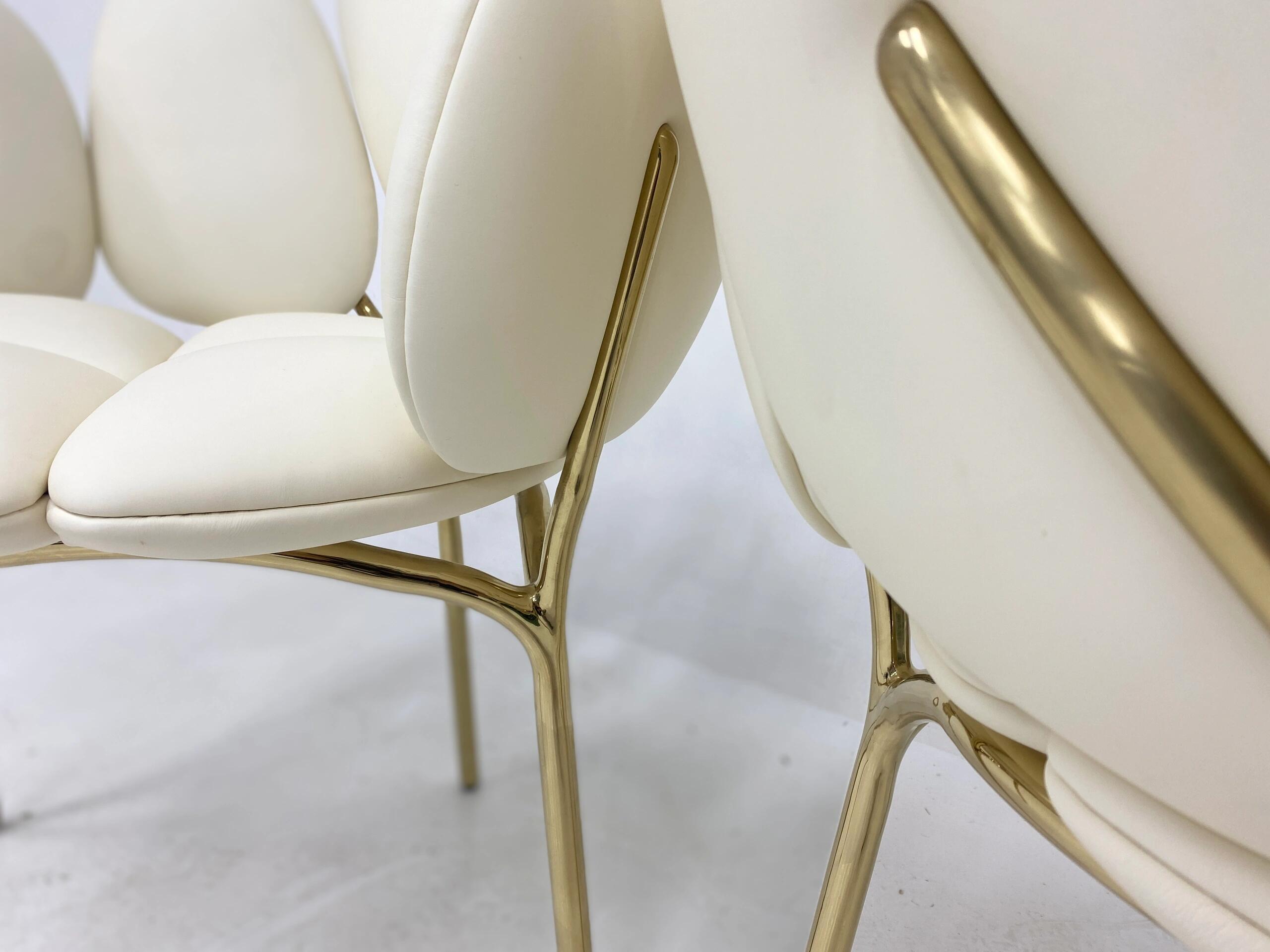 Petal Italian High End Metal Creativity Genuine Leather Dining Chair