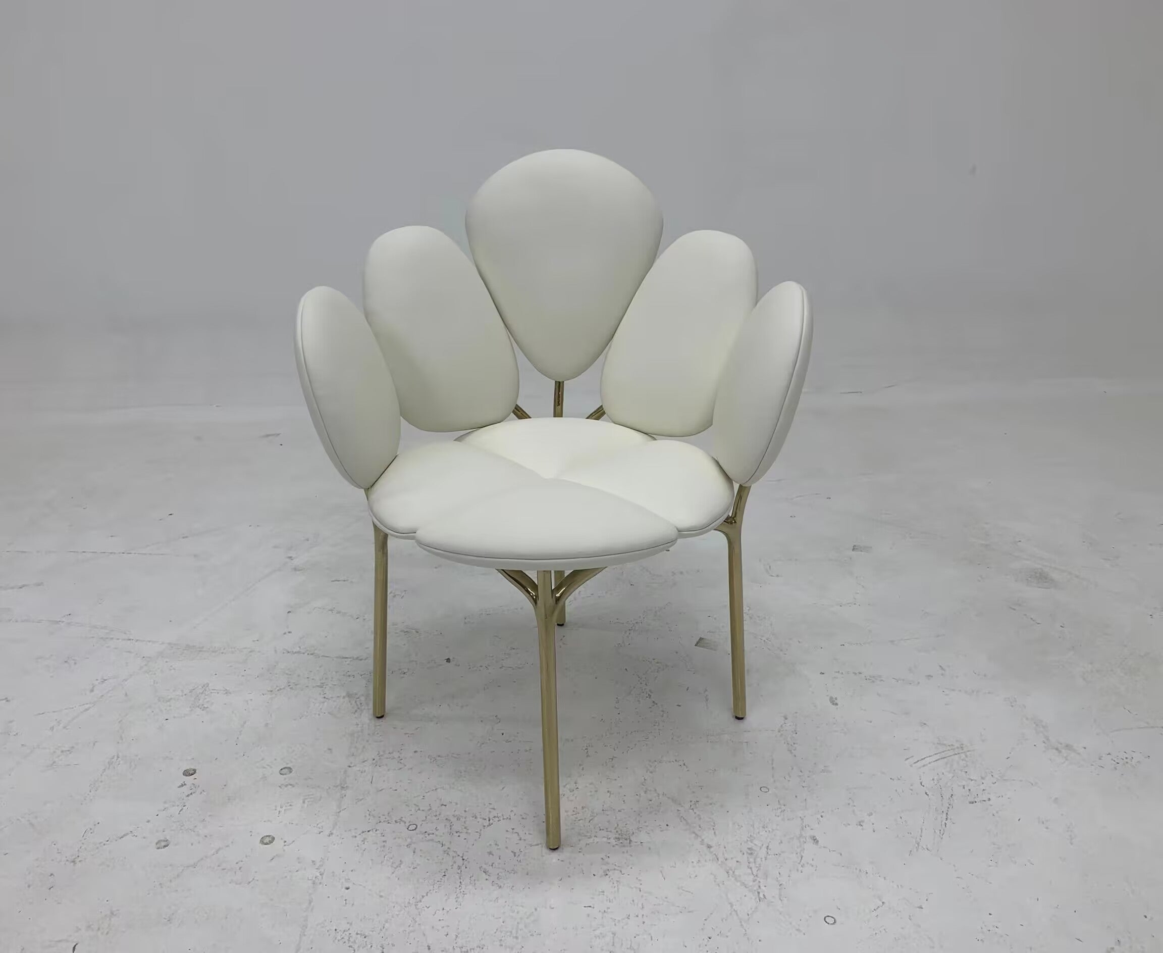 Petal Italian High End Metal Creativity Genuine Leather Dining Chair