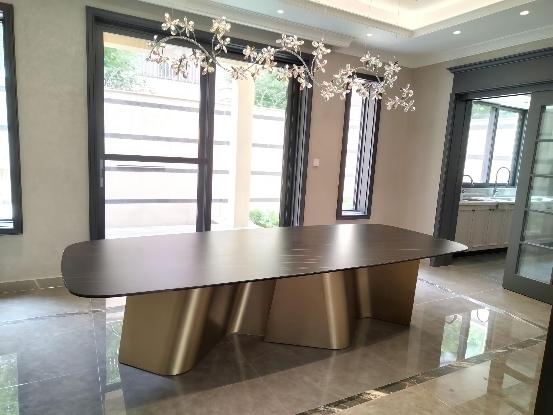 Petalo 72 Luxurious Stainless Steel Creativity Marble Dining Table