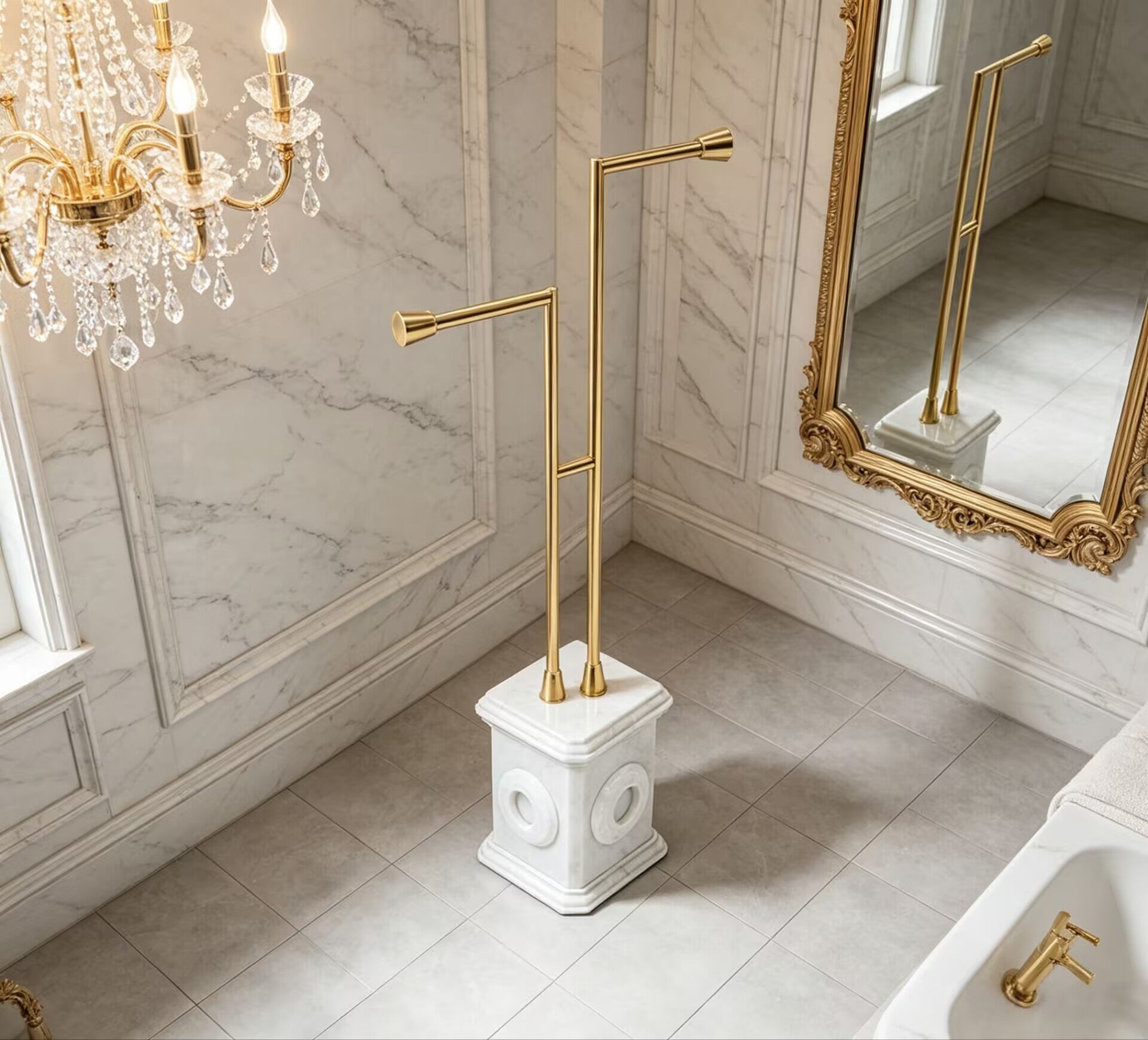 Petra High-End Marble Designer Artistic Stainless Steel Towel Rack