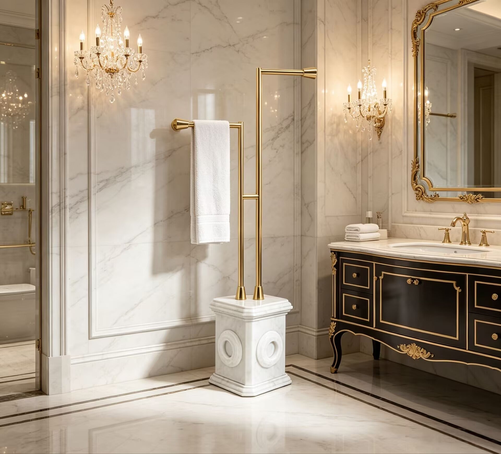 Petra High-End Marble Designer Artistic Stainless Steel Towel Rack