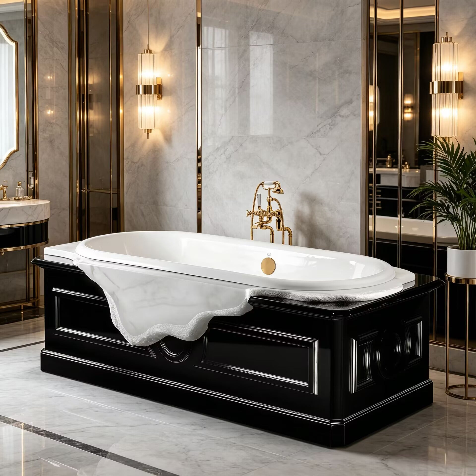 Petra High-End Creativity Solid Wood Simplicity Marble Bathtub