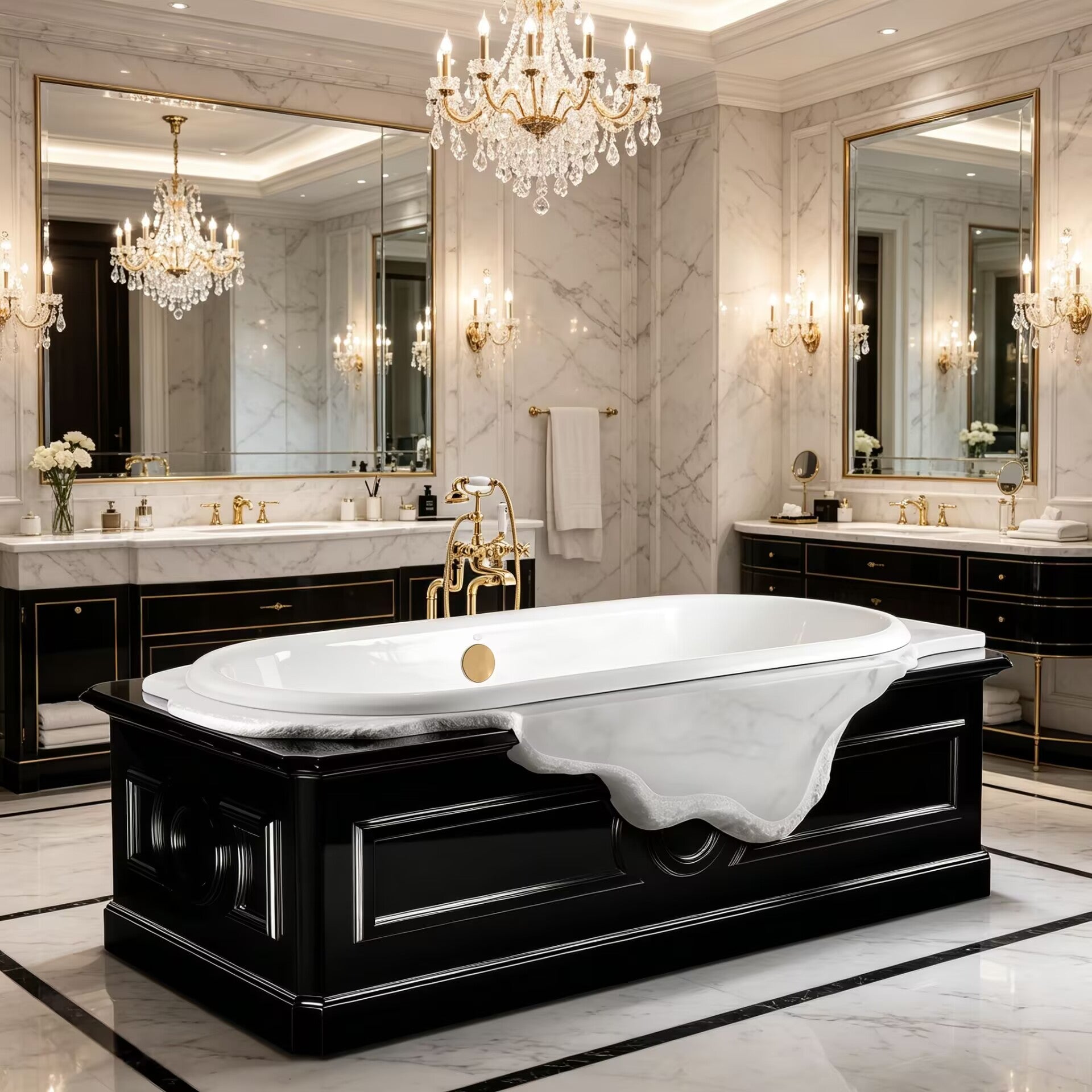 Petra High-End Creativity Solid Wood Simplicity Marble Bathtub