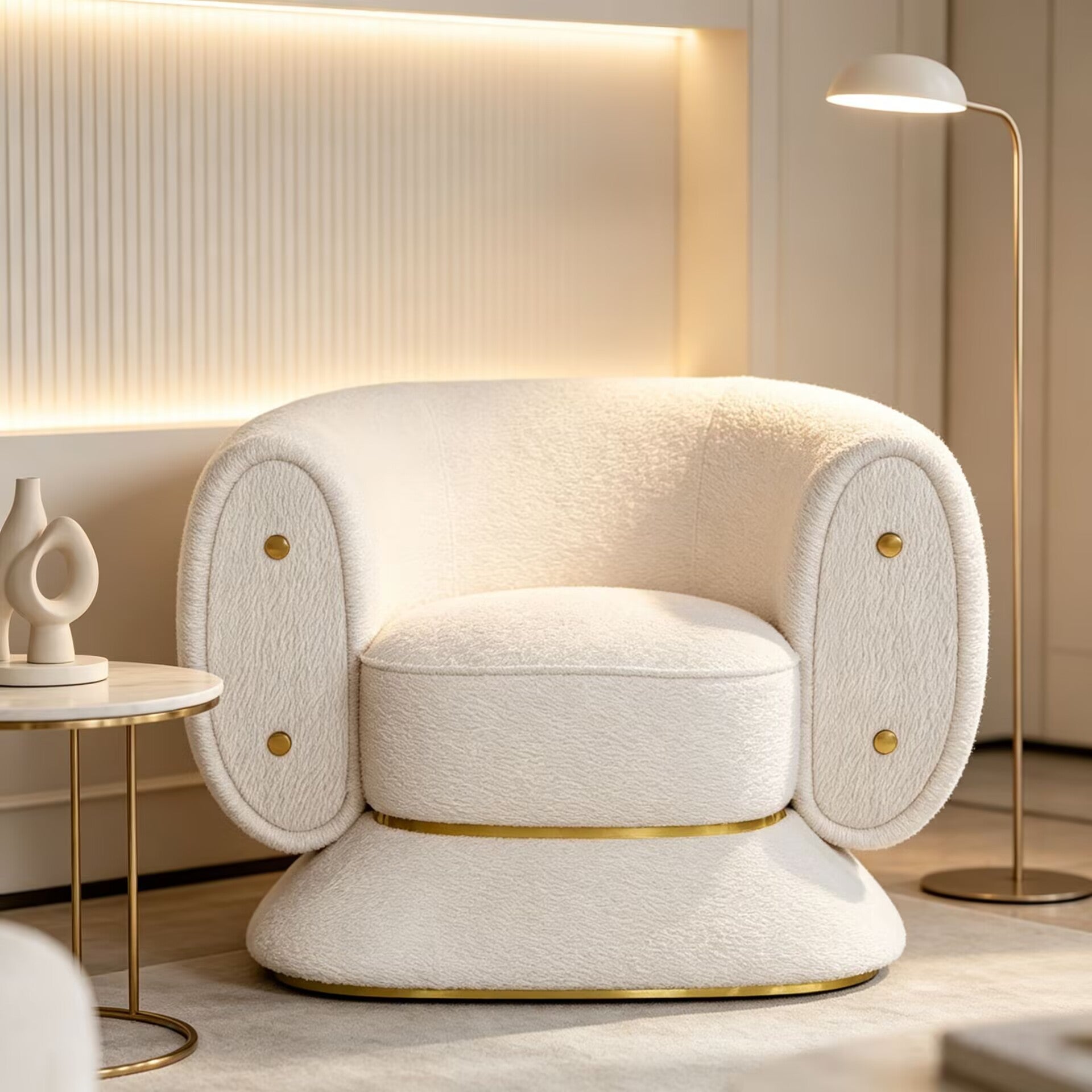Pierre Living Room High-End Minimalist Fabric Single Sofa Chair