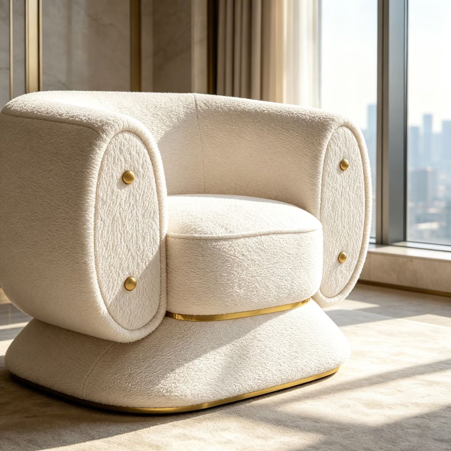 Pierre Living Room High-End Minimalist Fabric Single Sofa Chair