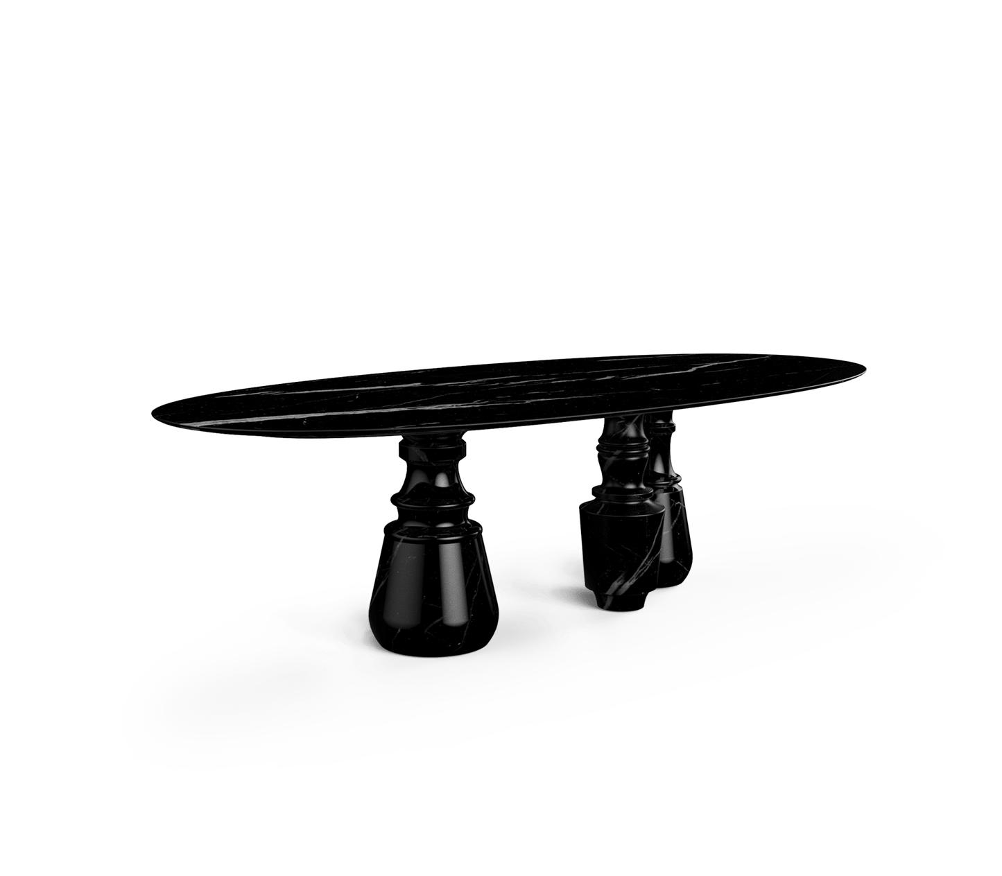 PIETRA OVAL XL NERO MARQUINA MARBLE DINING TABLE