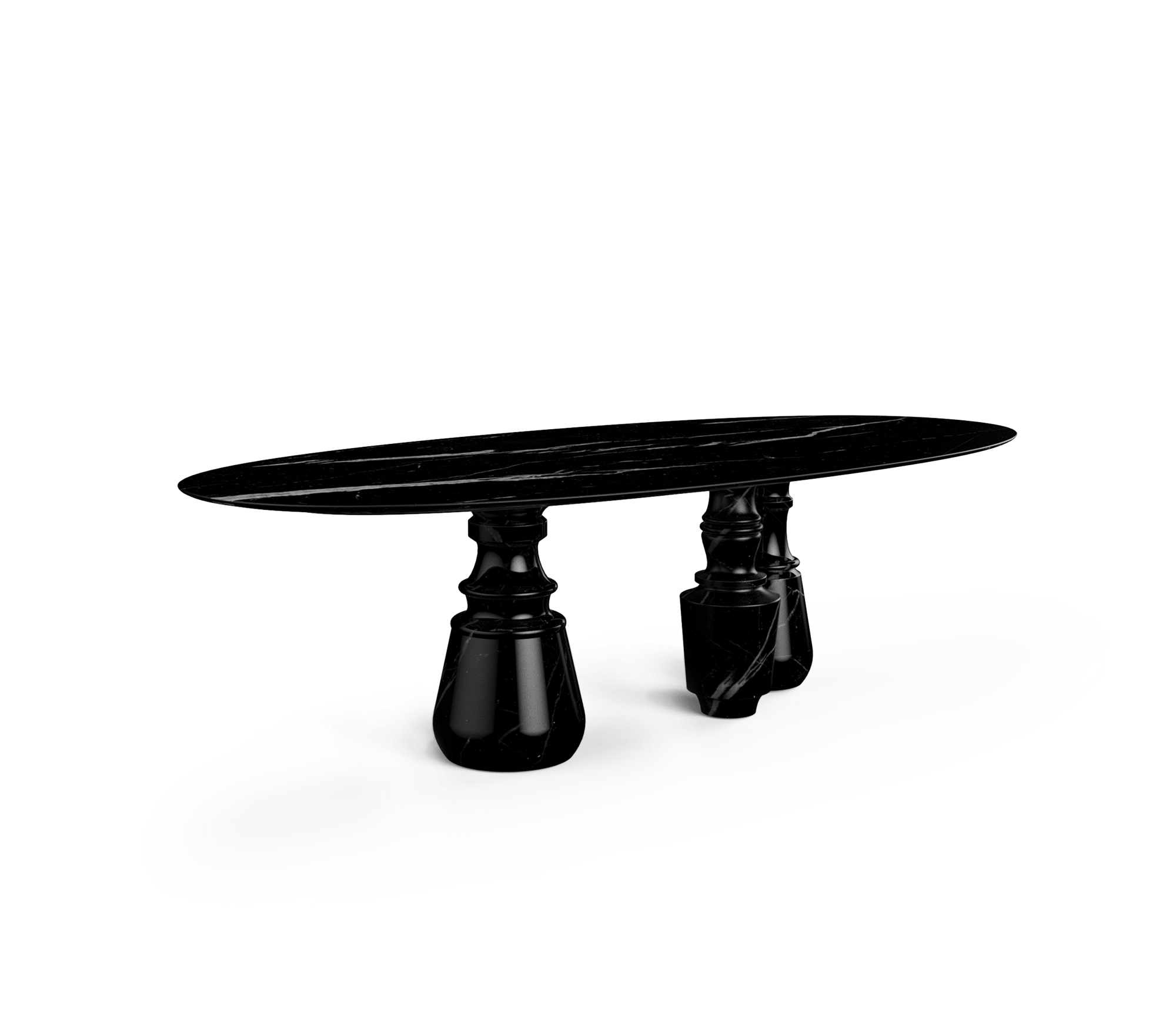 PIETRA OVAL XL NERO MARQUINA MARBLE DINING TABLE