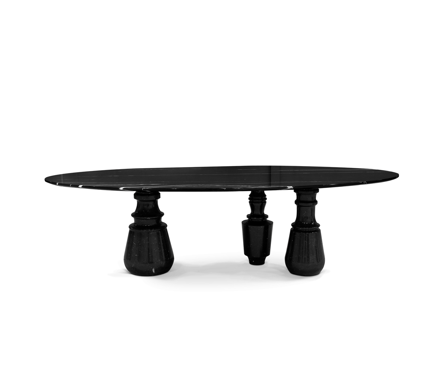 PIETRA OVAL XL NERO MARQUINA MARBLE DINING TABLE