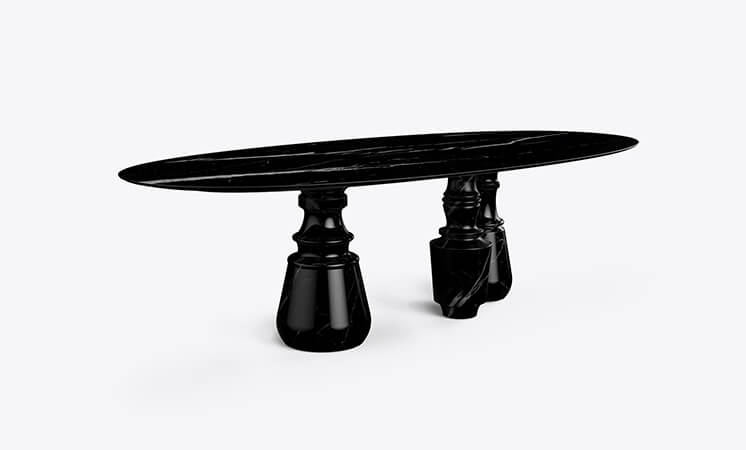 PIETRA OVAL XL NERO MARQUINA MARBLE DINING TABLE