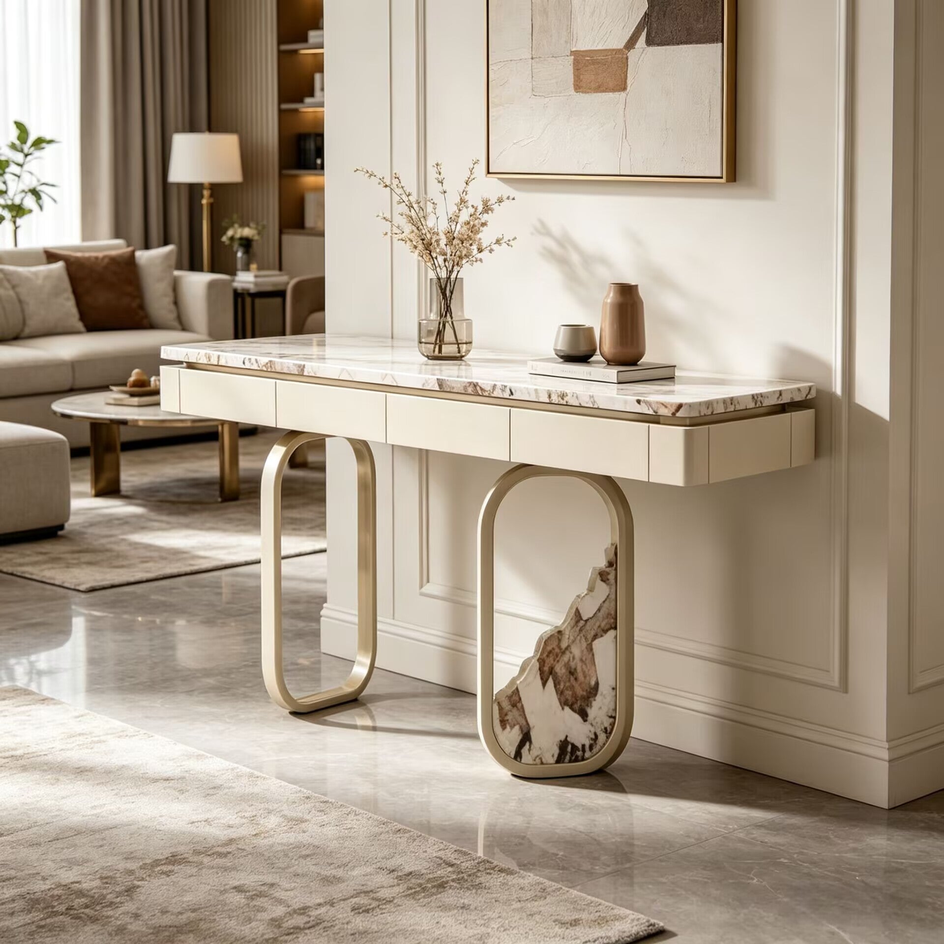 Plata Villa Living Room Designer Marble Customize Entryway Cabinet
