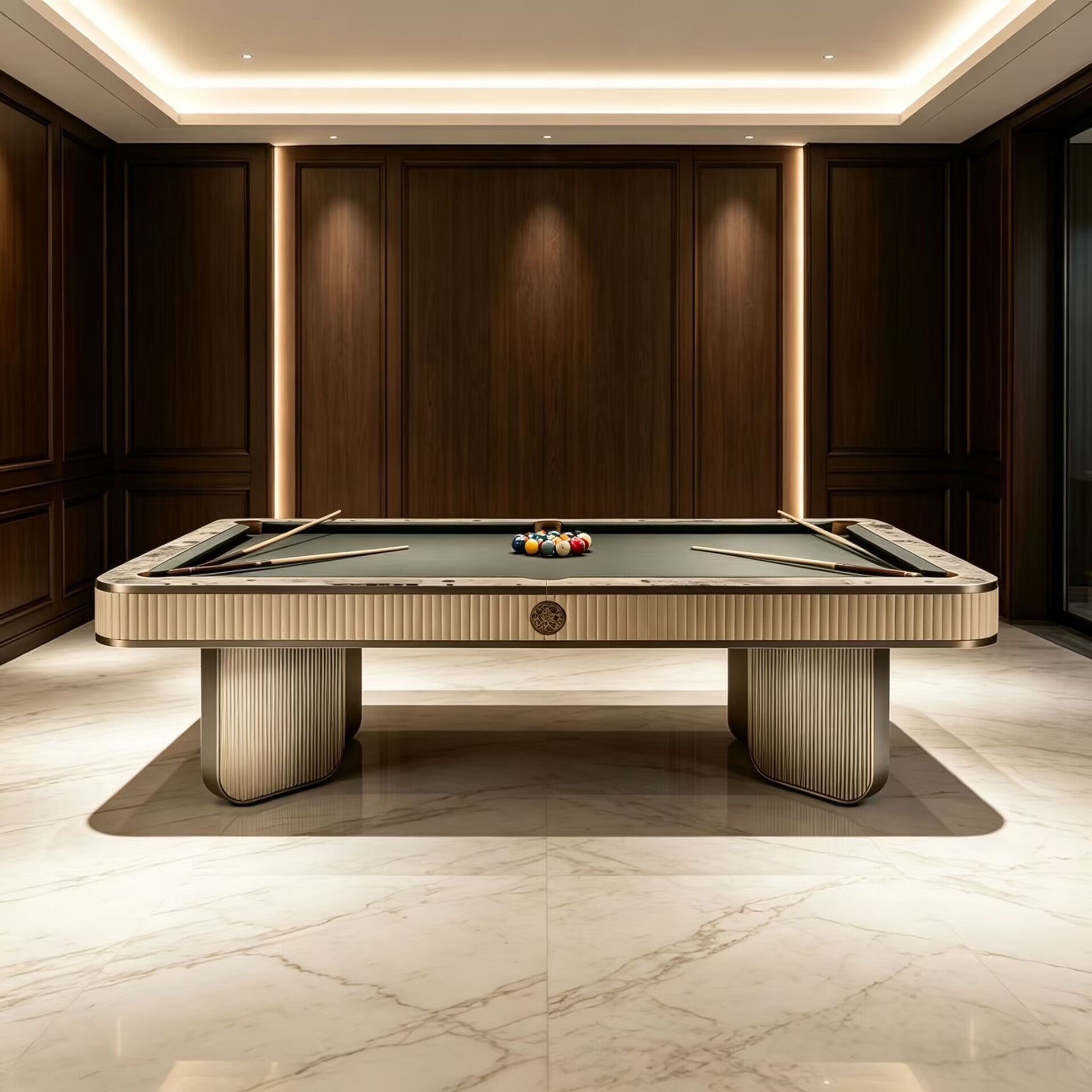 Plisse Luxury Artistic Simple Solid Wood Upscale Leather Billiard Table