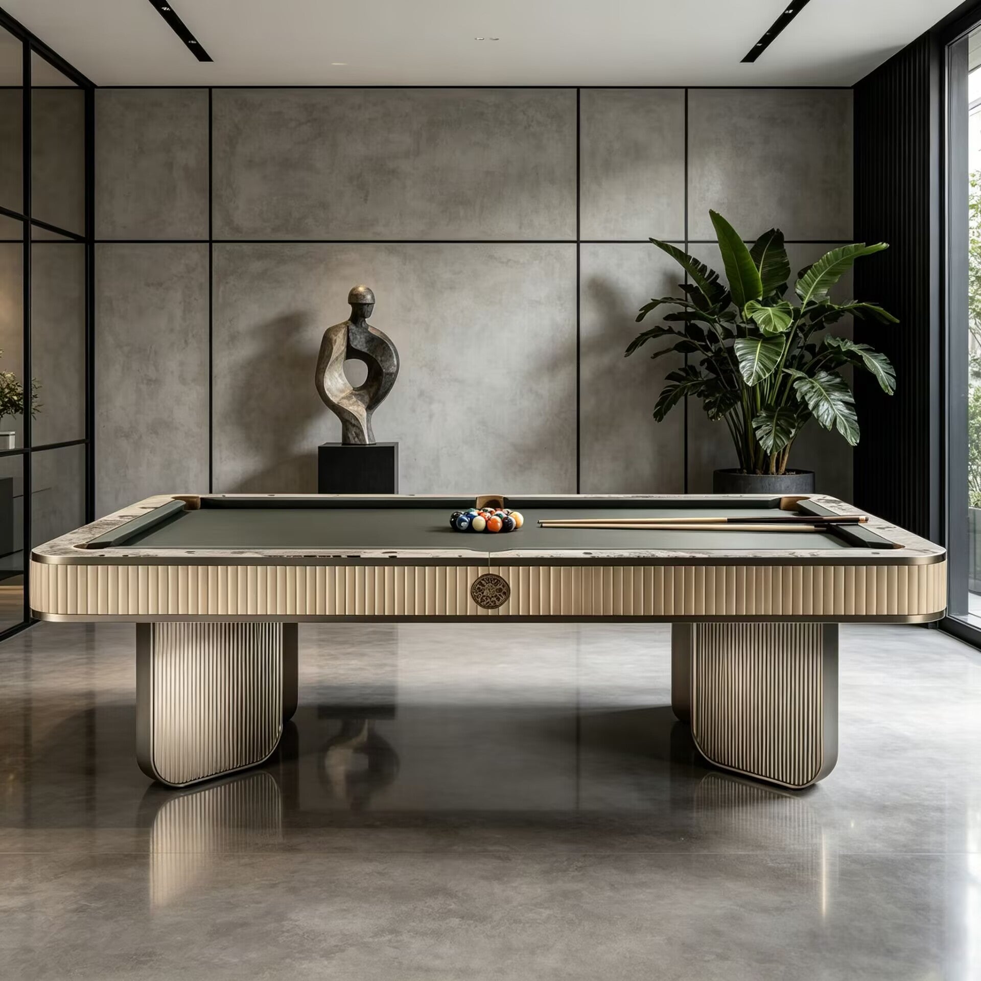 Plisse Luxury Artistic Simple Solid Wood Upscale Leather Billiard Table