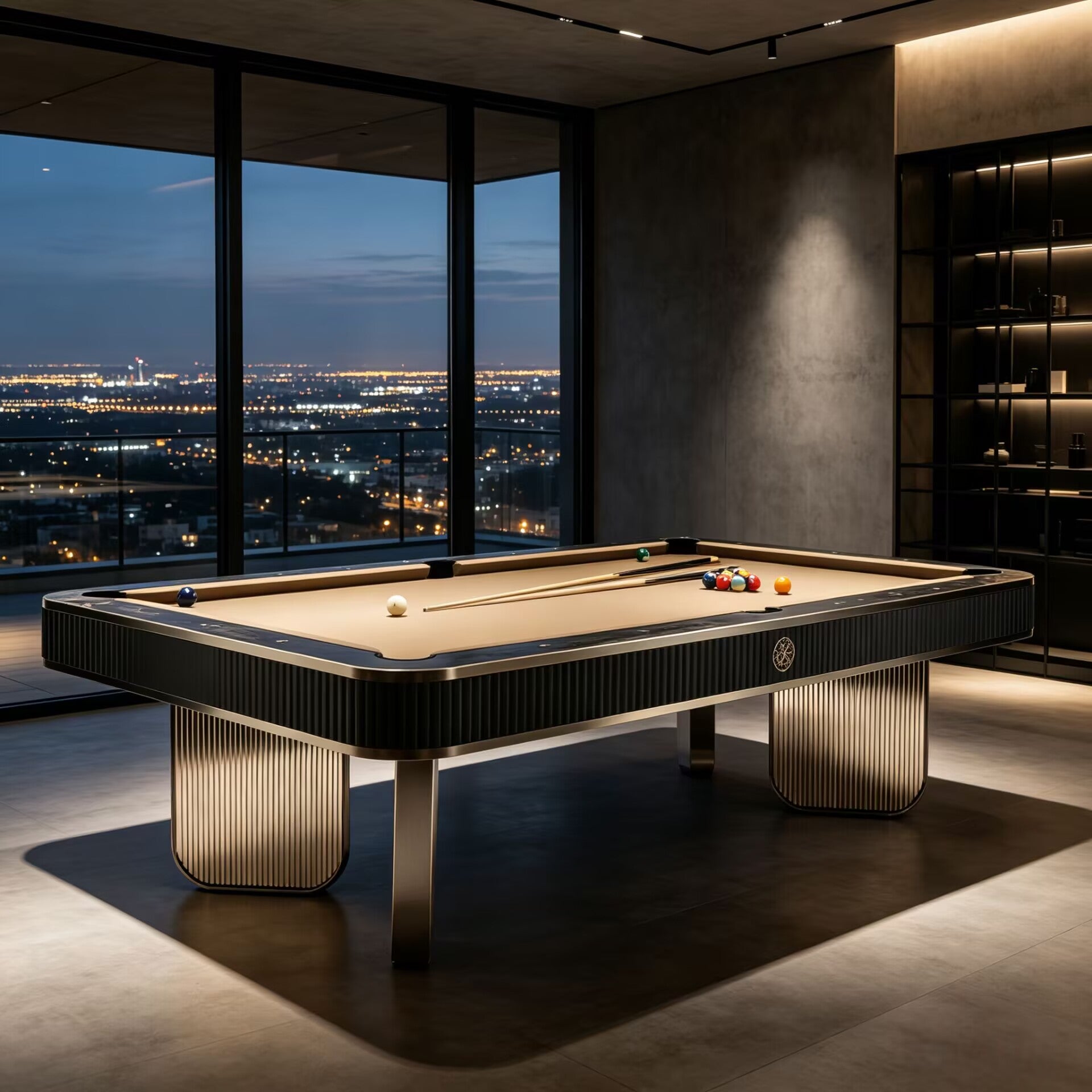 Plisse Luxury Artistic Simple Solid Wood Upscale Leather Billiard Table