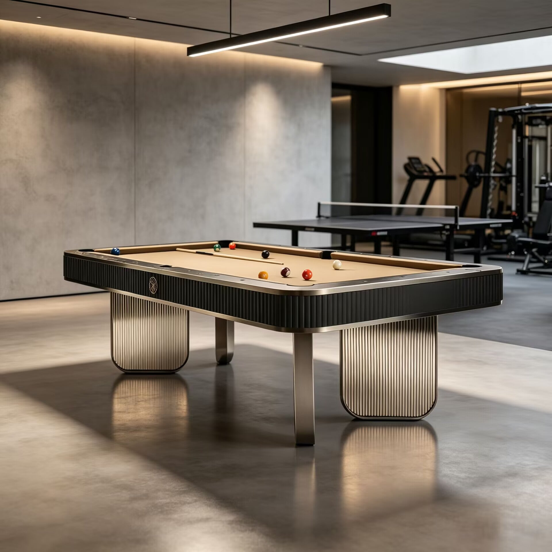 Plisse Luxury Artistic Simple Solid Wood Upscale Leather Billiard Table
