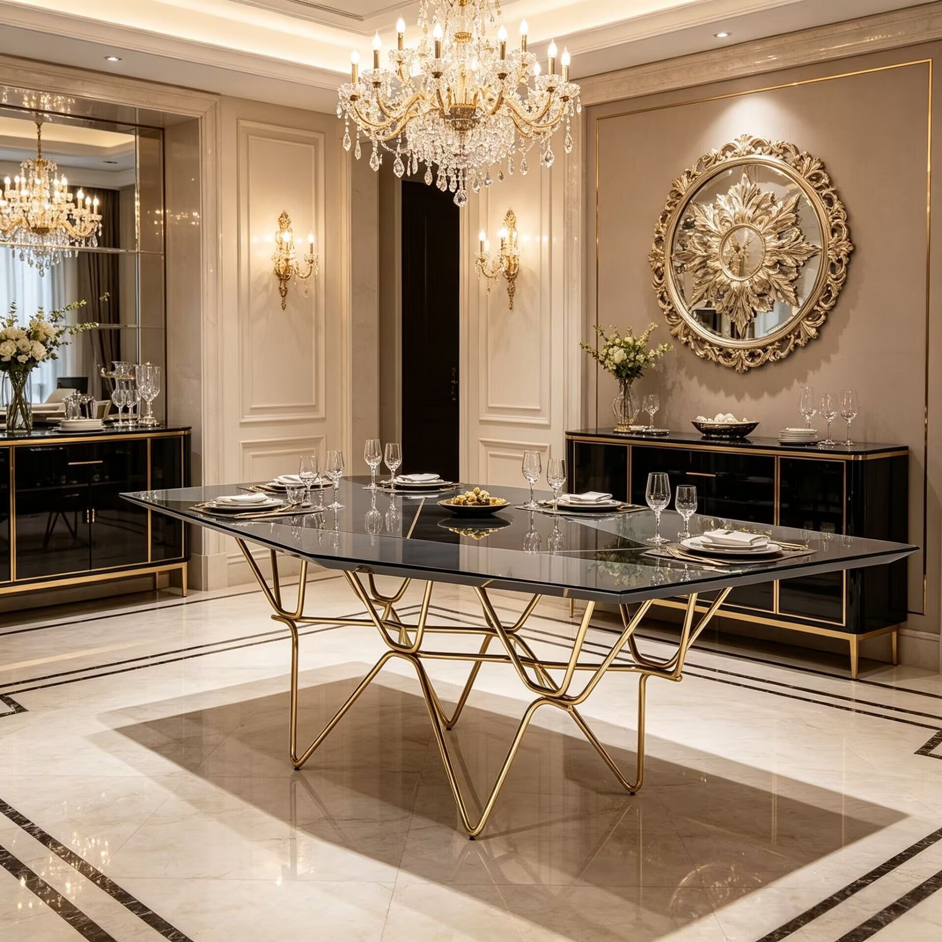 Polonceau Unique Creativity Metal Simple Solid Wood Dining Table