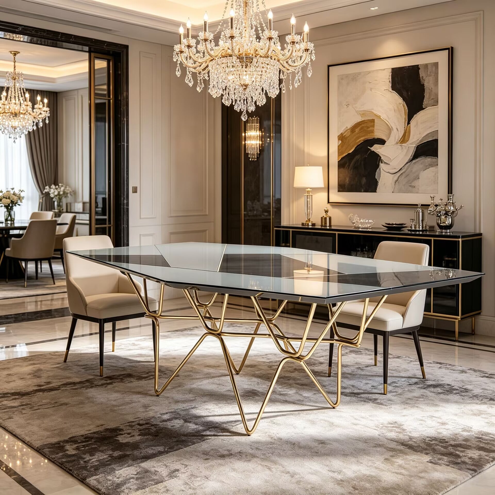 Polonceau Unique Creativity Metal Simple Solid Wood Dining Table