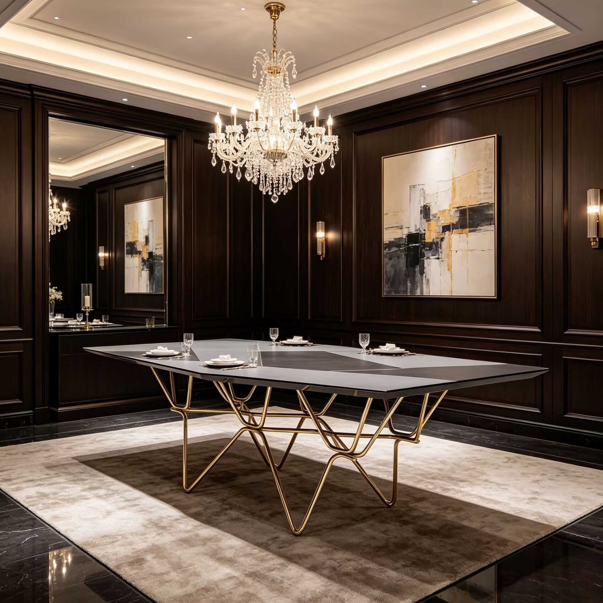 Polonceau Unique Creativity Metal Simple Solid Wood Dining Table