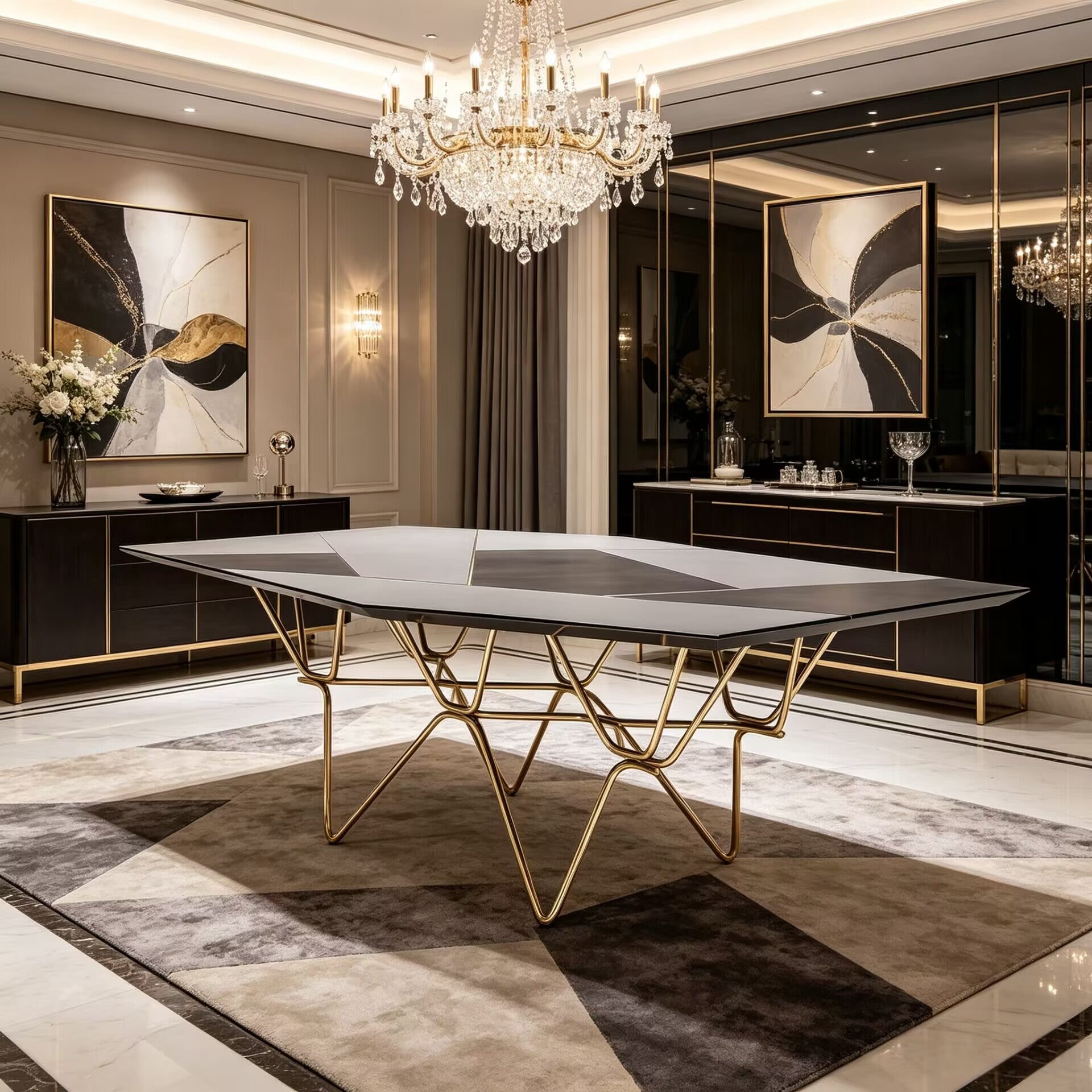 Polonceau Unique Creativity Metal Simple Solid Wood Dining Table