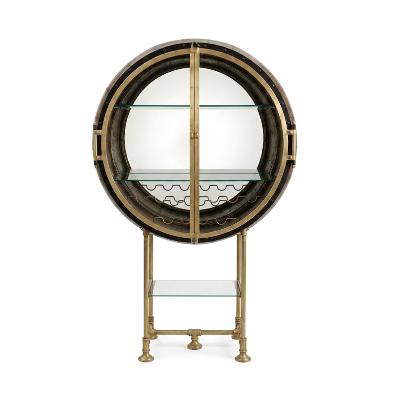 Porthole High-End Irregular Metal Glass Customize Wine Cabinet