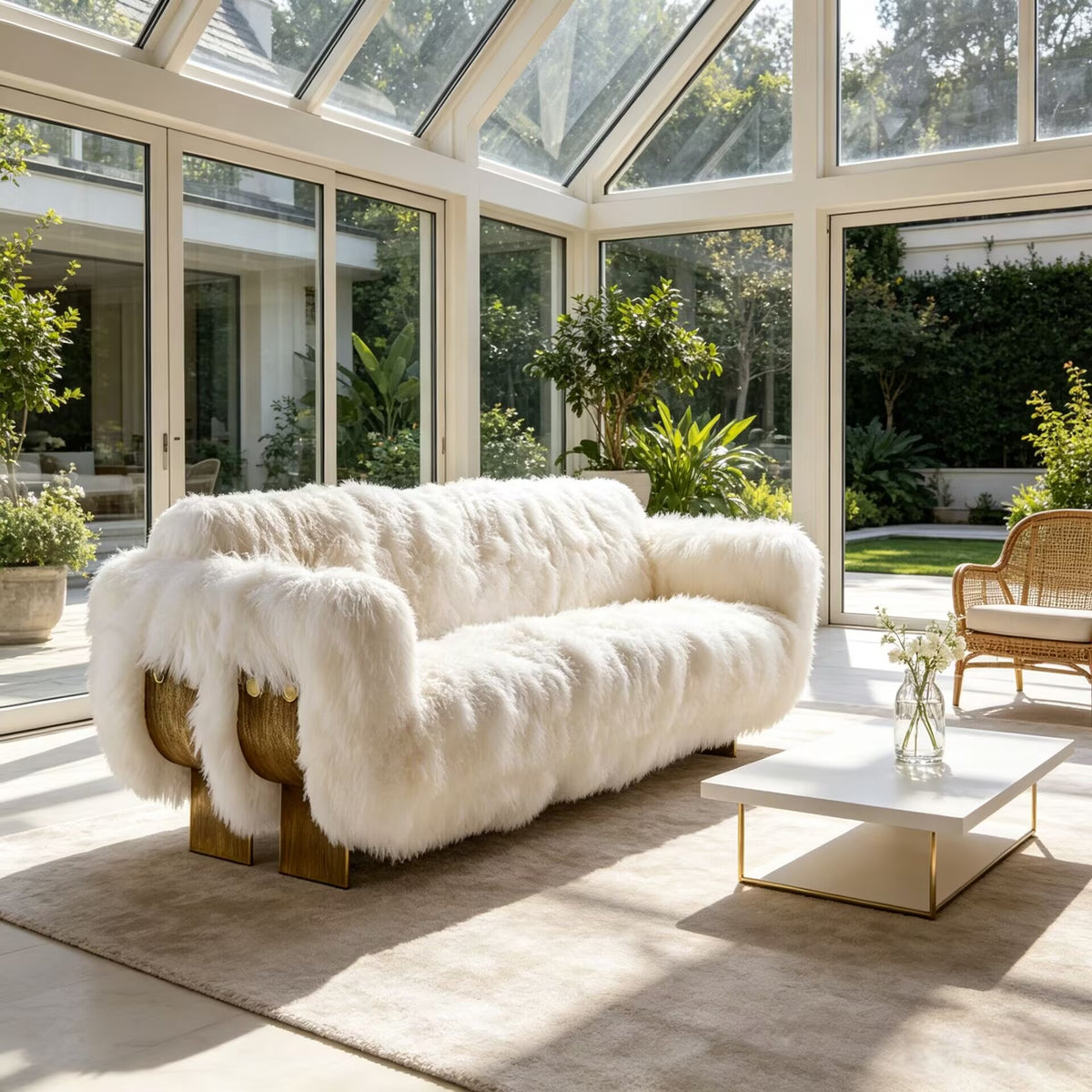 Primal Upscale Metal Unique Creativity Plush Multi-Seat Straight Sofa
