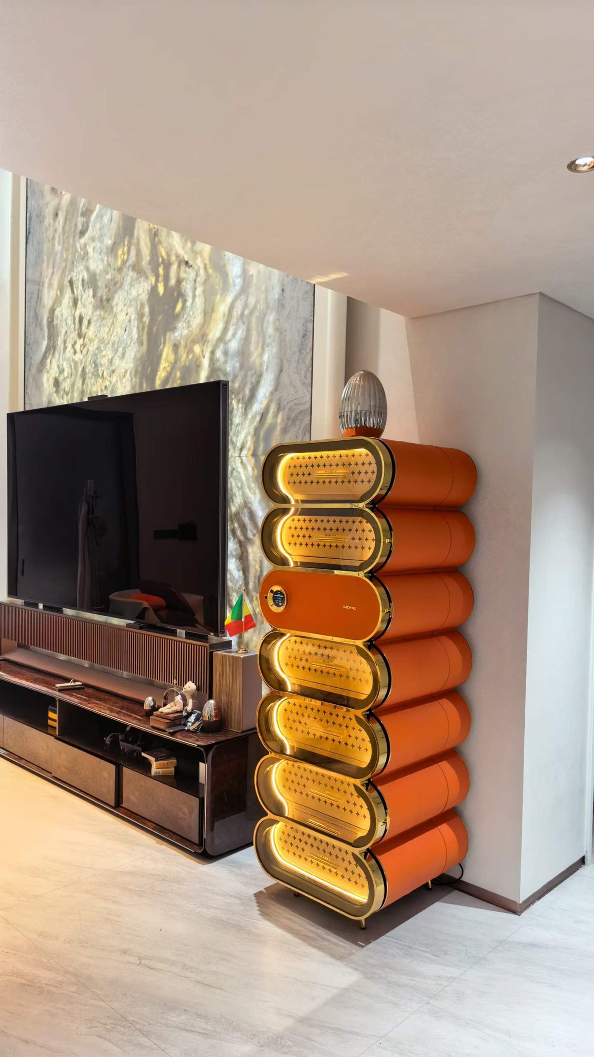 Raching Amber Modern High-End Solid Wood Villa Smart Cigar Cabinet