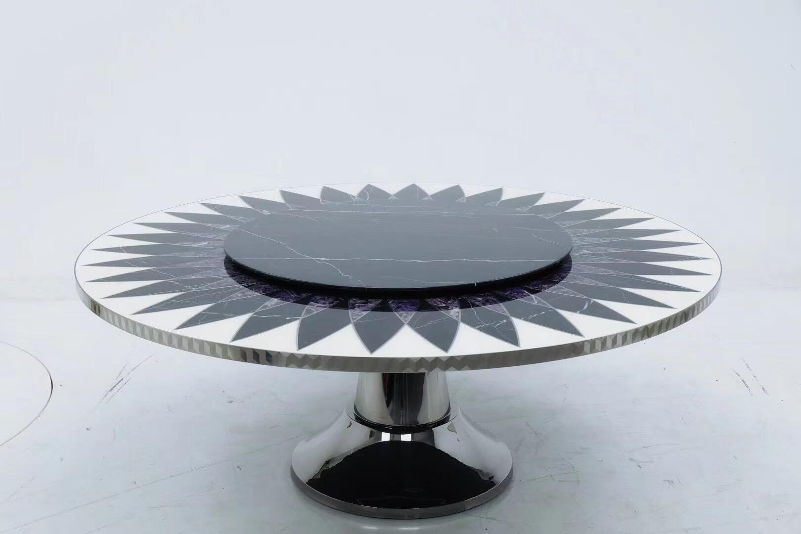 Raidho Luxurious Villa Minimalism Marble Crystal Round Dining Table