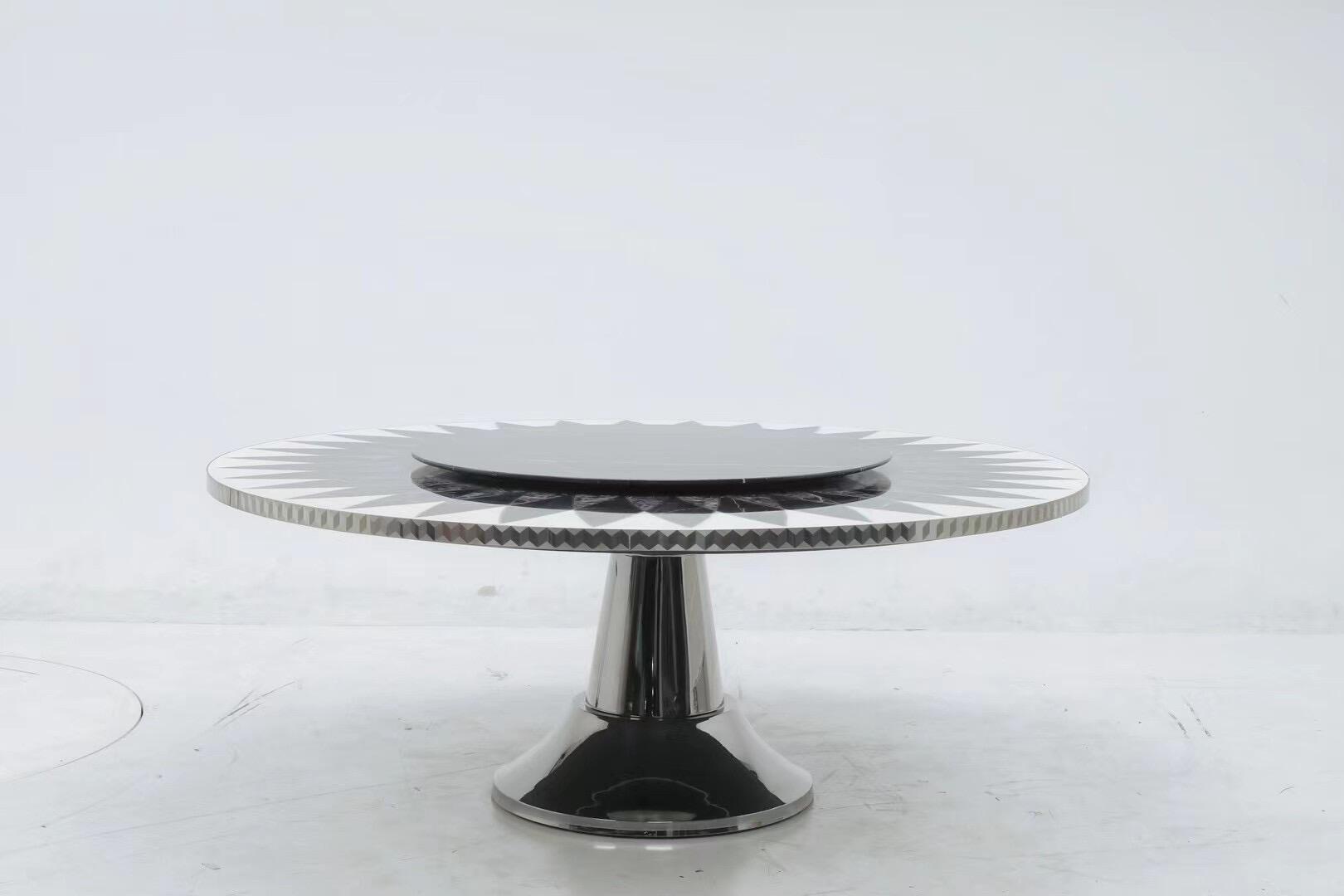 Raidho Luxurious Villa Minimalism Marble Crystal Round Dining Table