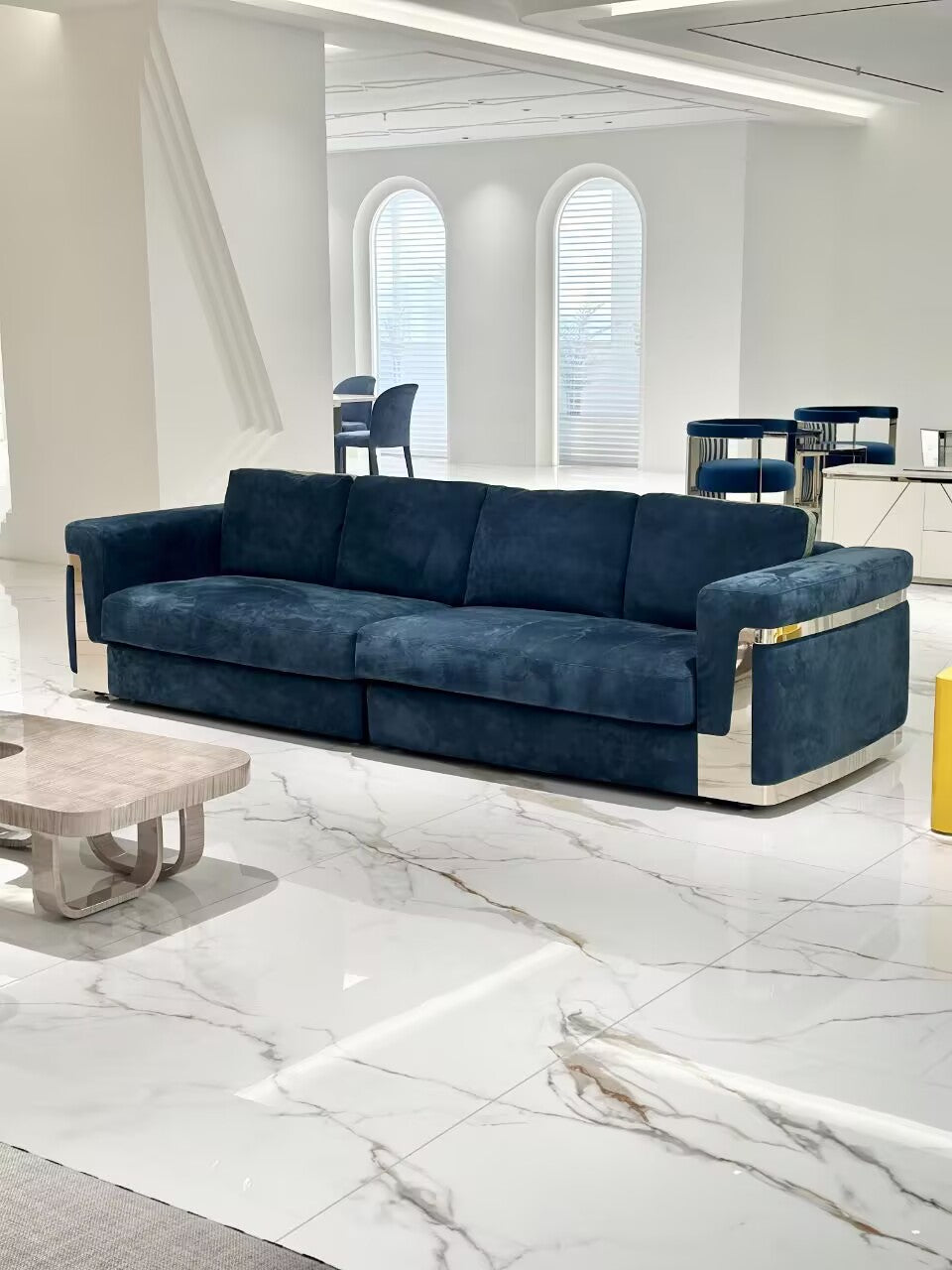 Ray Luxurious Living Room Artistic Metal Fabric Multi-Seat Sofa