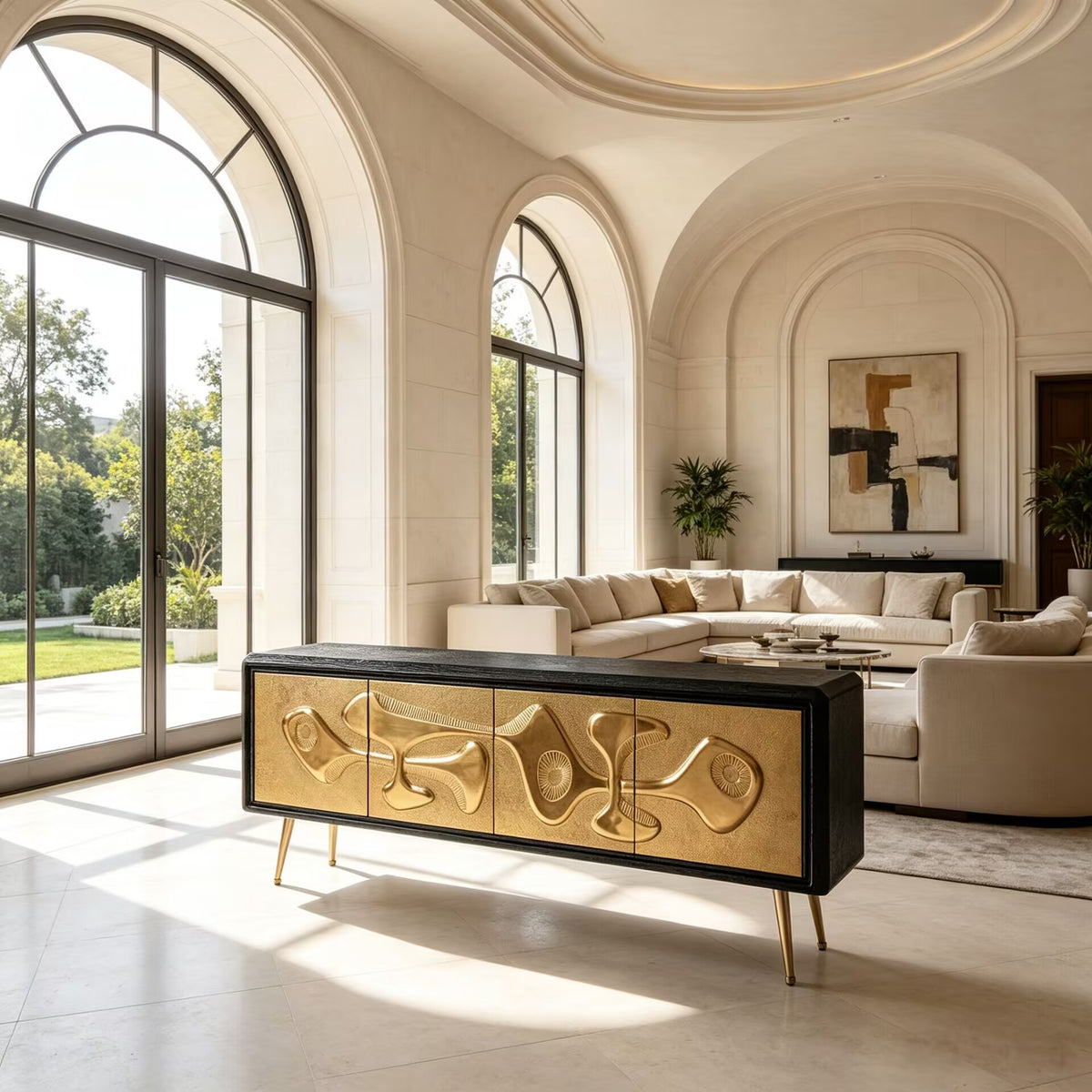 Reform Unique Engraving Artistic Minimalist Solid Wood Sideboard