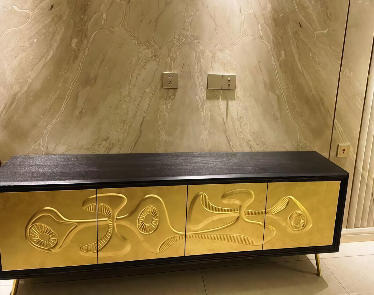 Reform Unique Engraving Artistic Minimalist Solid Wood Sideboard