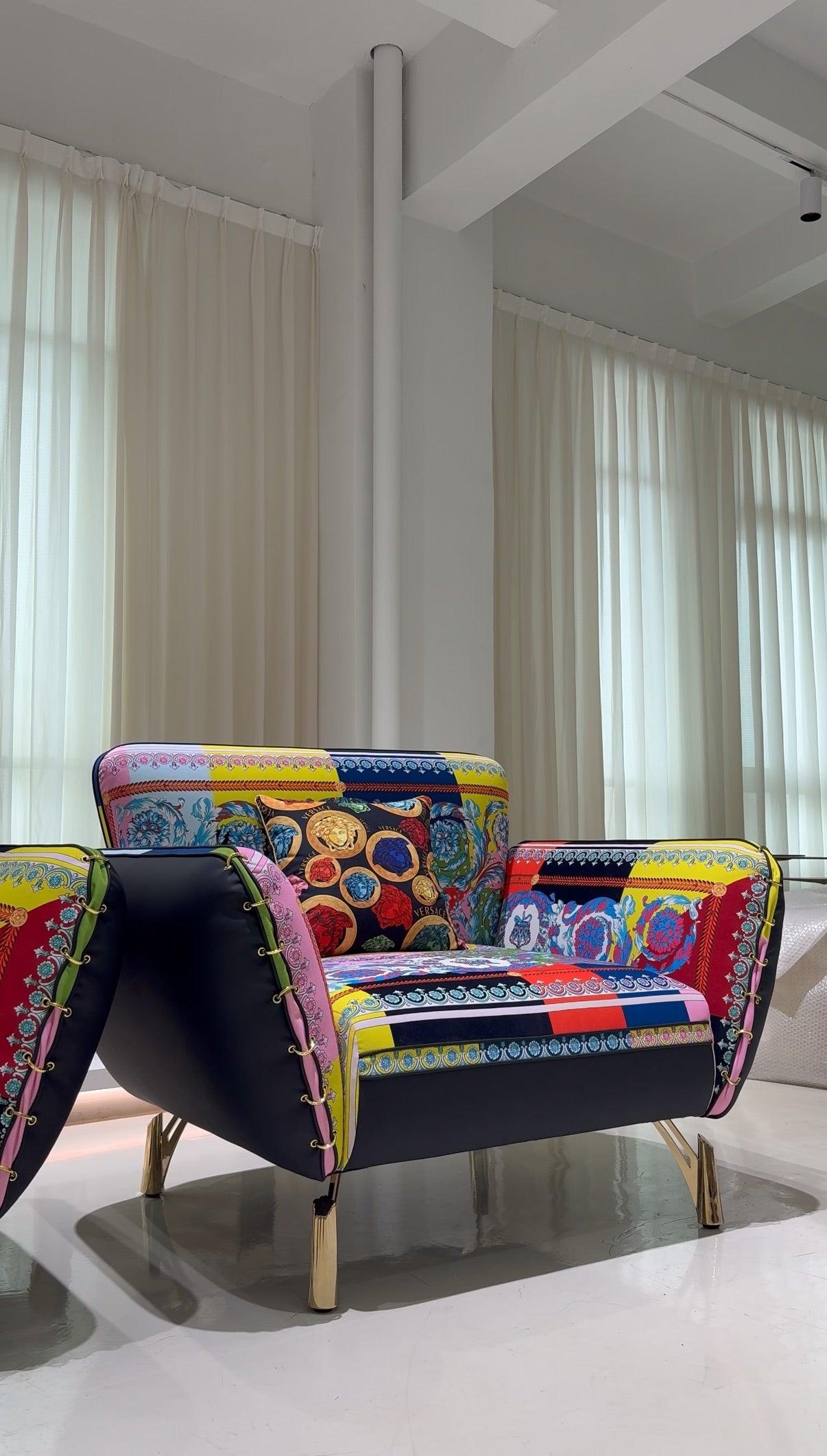 rhapsody Genuine leather creative velvet print personalized chair