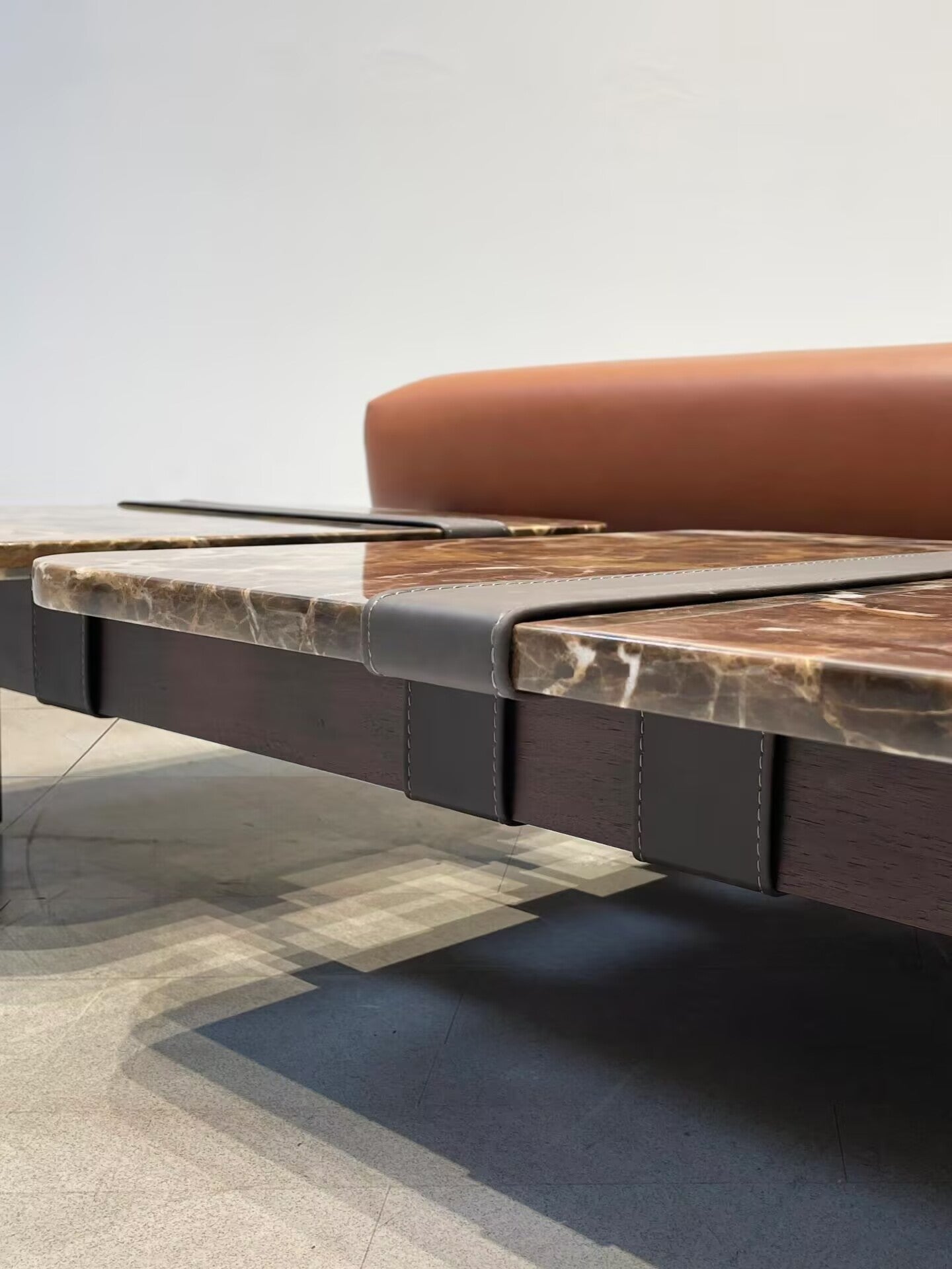 Ribbon Italian High-End Solid Wood Living Room Marble Coffee Table