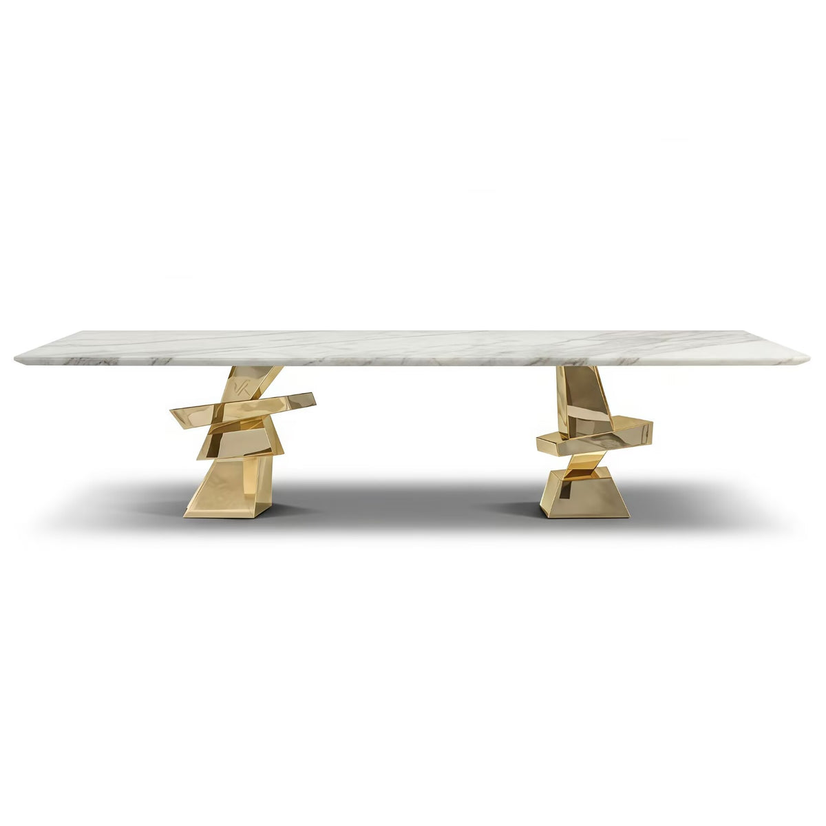 Roche Italian-Style Artistic Geometry Metal High-End Marble Dining Table
