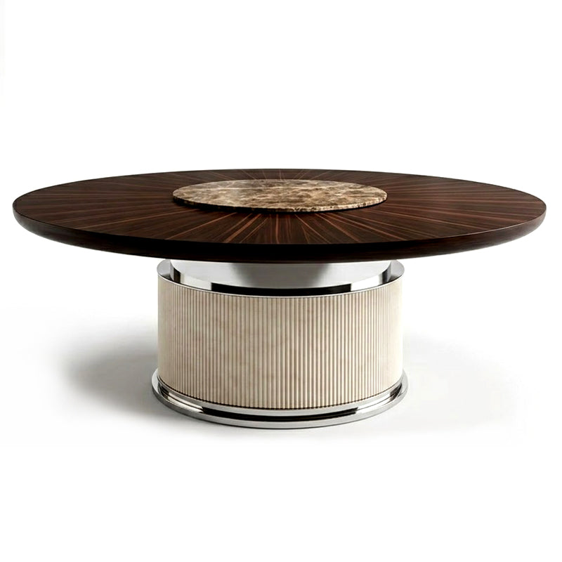 Rock Italian Designer Stainless Steel Round Solid Wood Dining Table